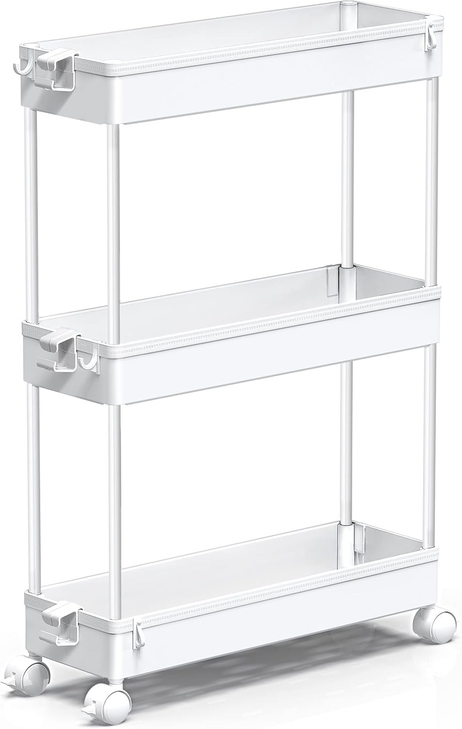 SPACEKEEPER Slim Rolling Storage Cart, 3 Tier Bathroom Storage Organizer Laundry