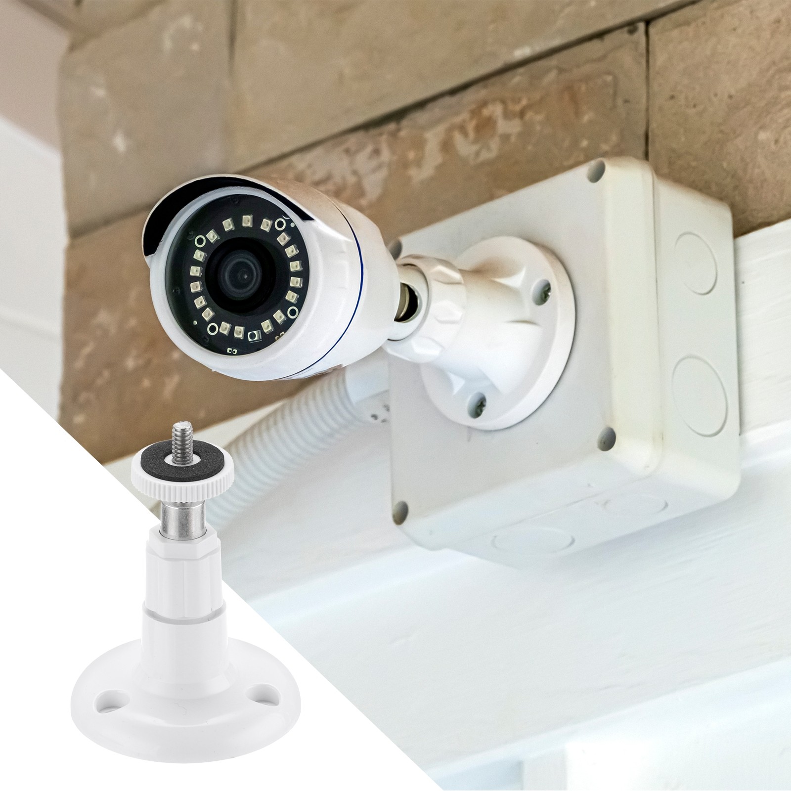 1 Pack Wall Mount Security Camera Bracket 3.7" Mounting White, Plastic