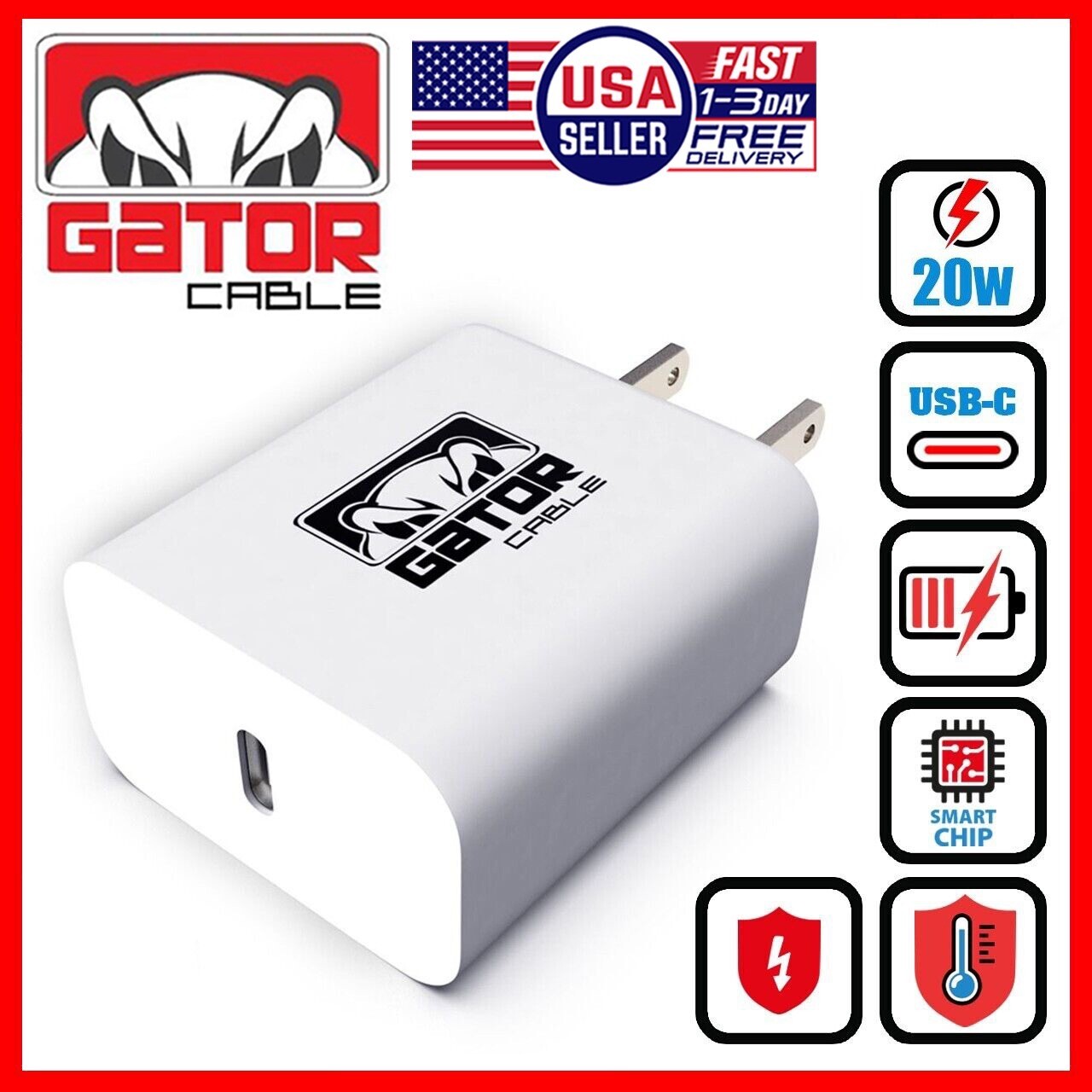 PD 20W USB-C Fast Charger Home Adapter for iPhone 13 14 15 16 17 Pro Max Samsung