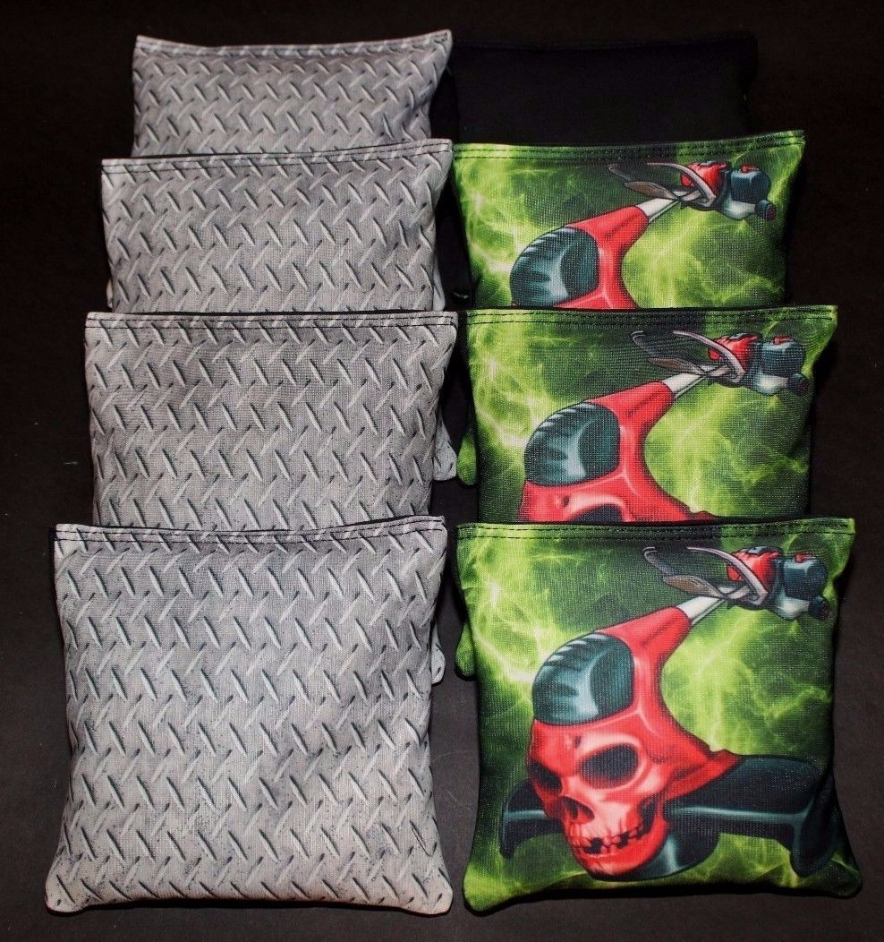 Lawn Skull Tough Green and Black ACA Regulation Cornhole bags handmade bags B64