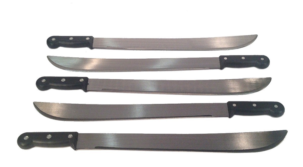 LOT of 5 MACHETES - 18" Heavy Duty Heat Treated Steel Blade Machete Knives