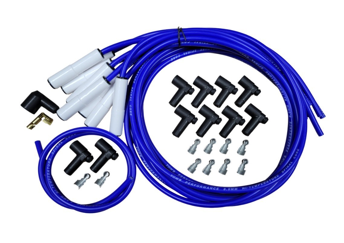 SBC BBC Straight Ceramic Blue 8mm Spark Plug Wire Kit v8 HEI Ford Chevy v8