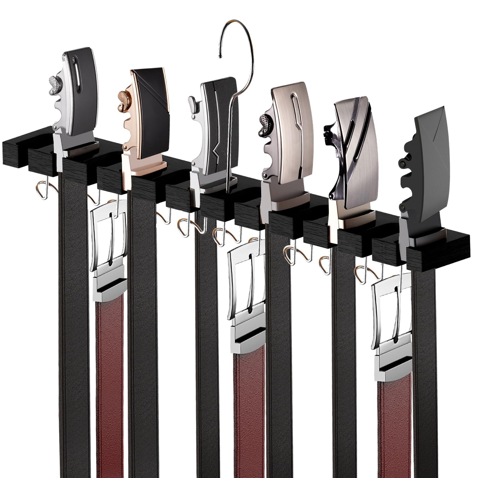 Cuipingoo Belt Hanger for Closet Max 42 Belts, 2-in-1 Wall Mount Black