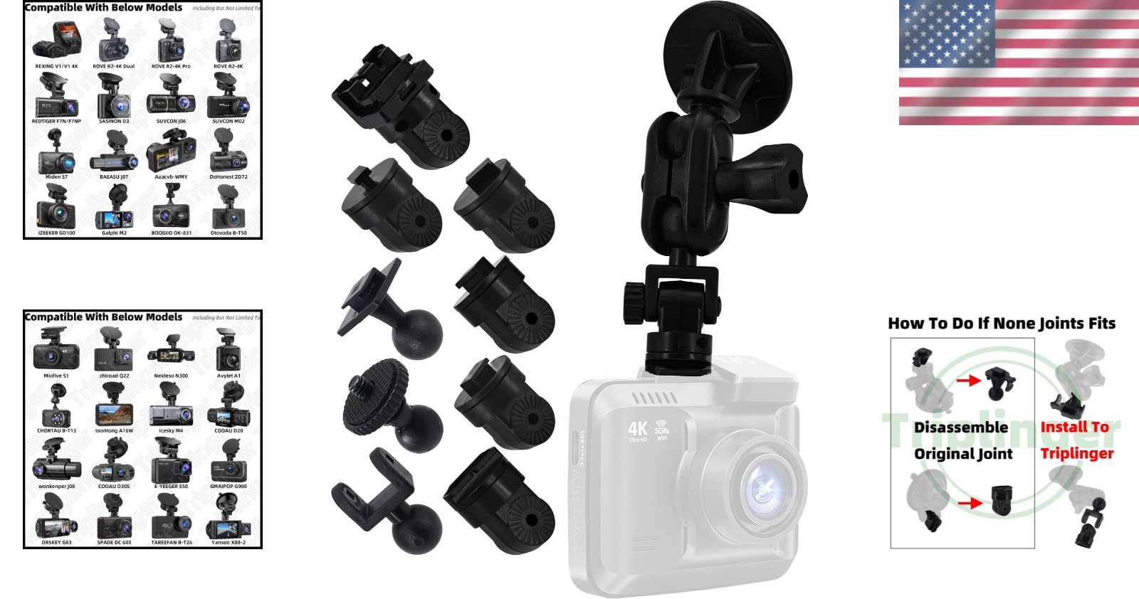 Water-Resistant Adhesive Dash Cam Mount - Ultimate Flexibility for Safe Driving