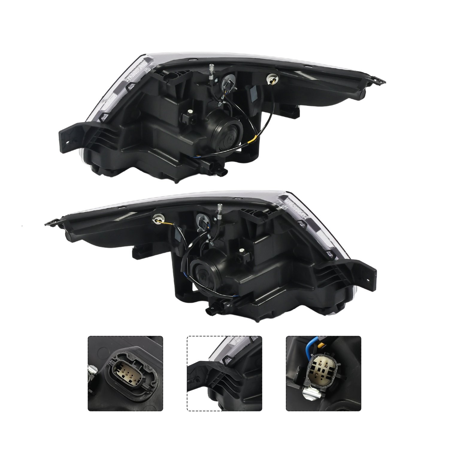 Headlight For 2011-2015 Ford Explorer[Black/Clear]Crystal Corner Projector Lamp