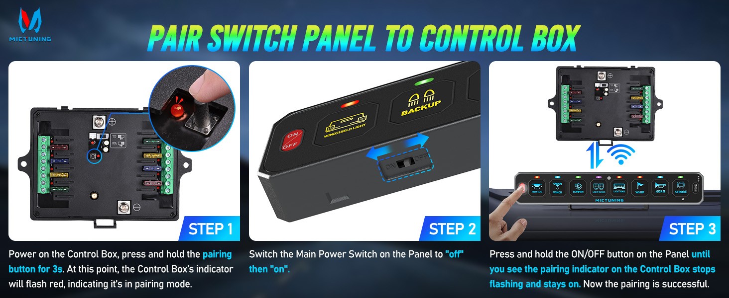 8 Gang Wireless LED Switch Panel Toggle Flash Remote Control for Boat & Vehicles