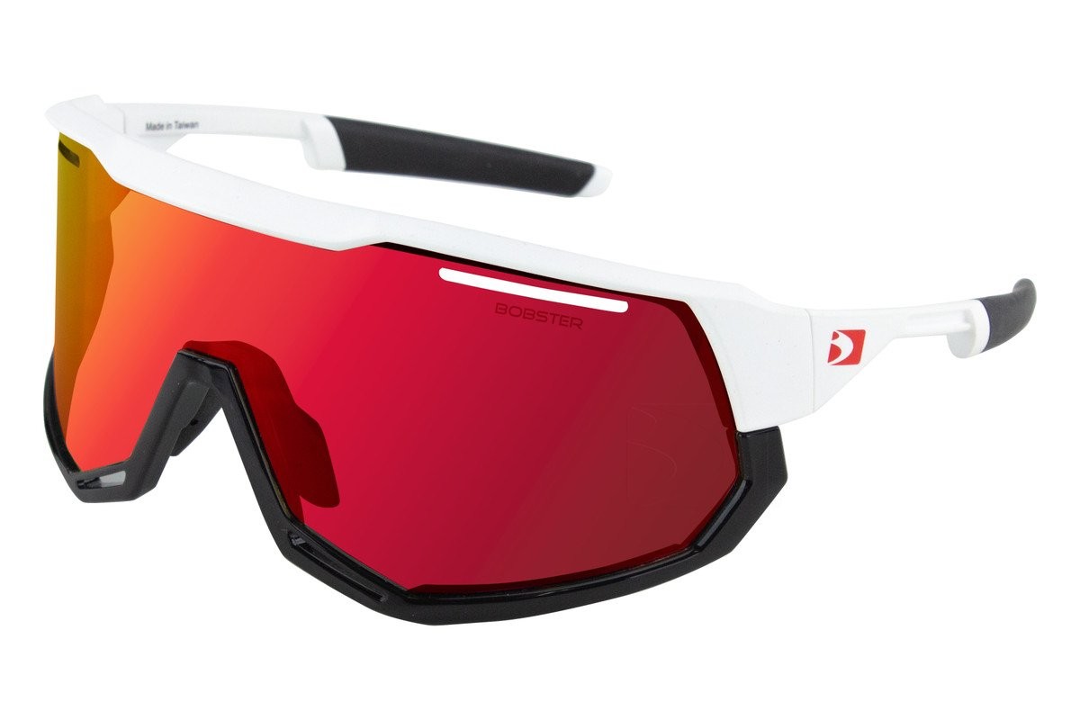 Bobster Freewheel Sunglasses Matte White w/Red Revo Lens