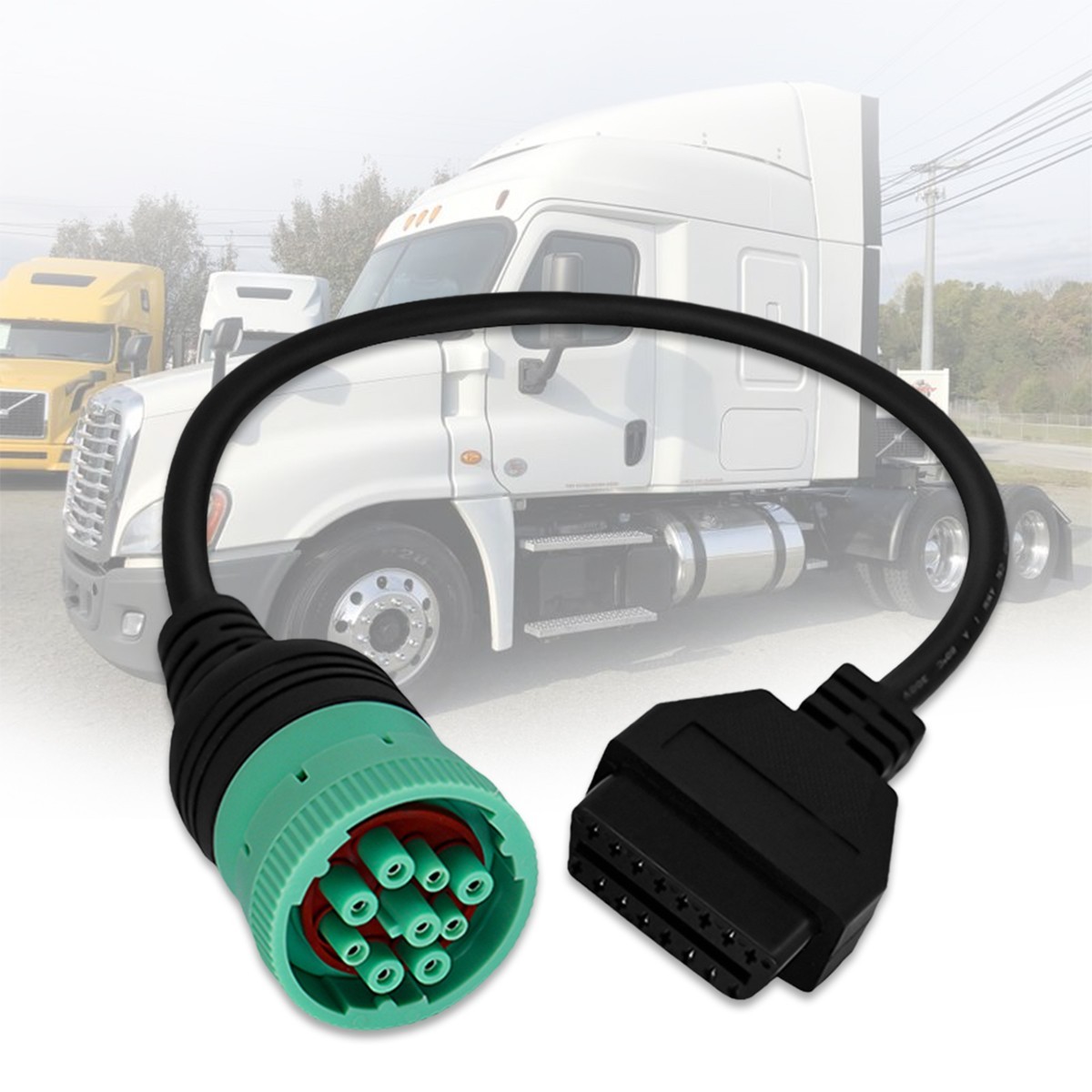 J1939 9 Pin to 16 Pin OBD2 Adapter Cable for Heavy Duty Truck/Commercial Vehicle