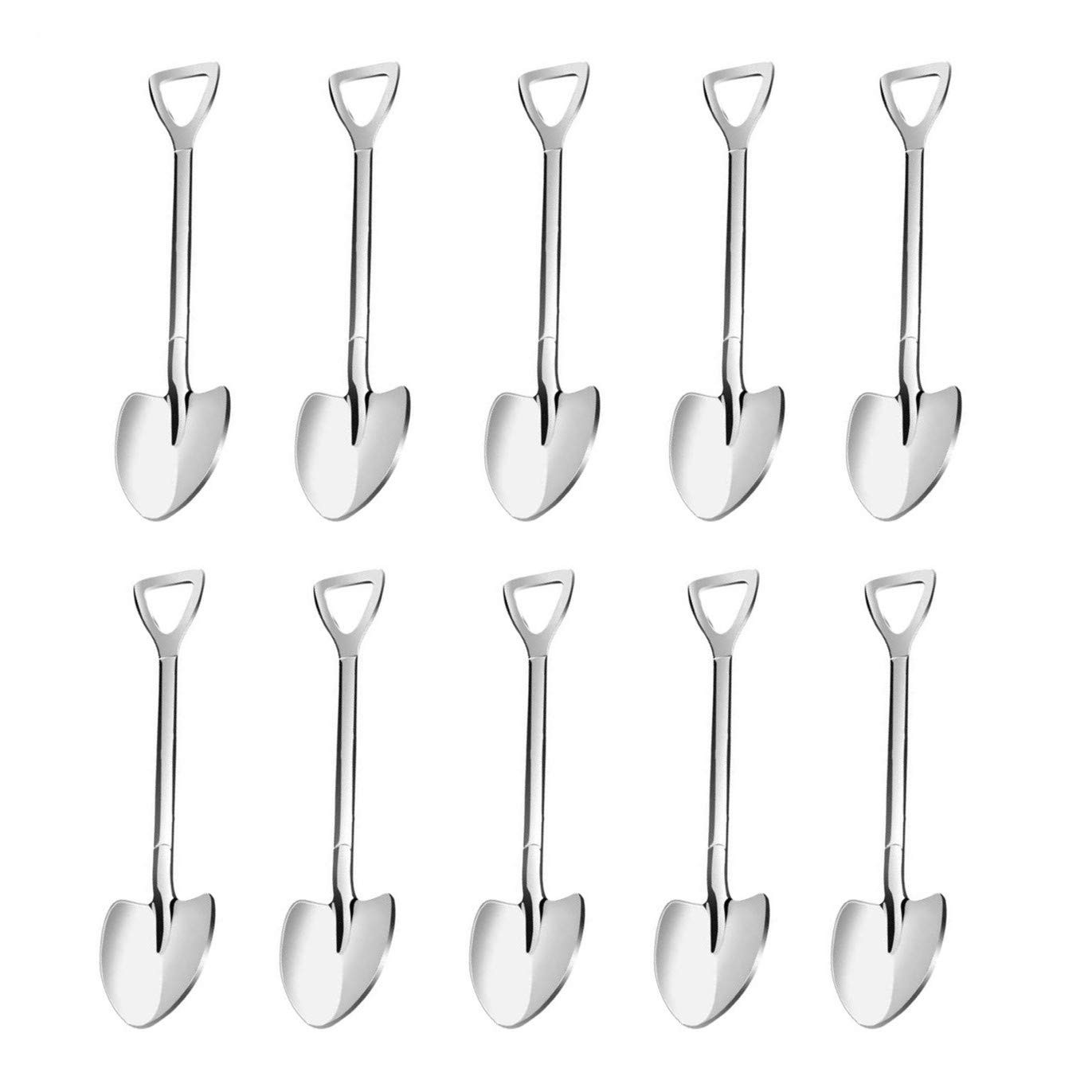 10 Pack Shovel Shape Demitasse Espresso Mini Coffee Silver 10 Pieces,
