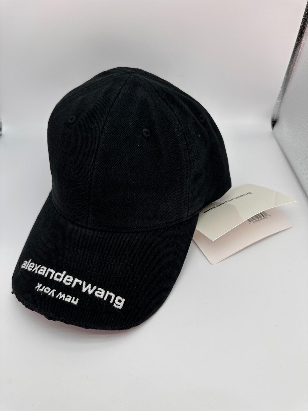 Alexanderwang Unisex Distressed Logo Baseball Cap-Black MSRP$190