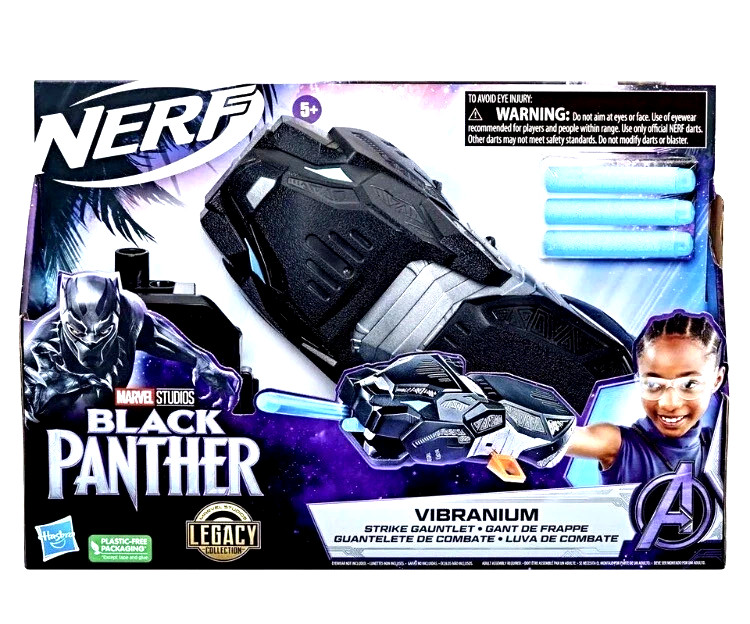 Nerf, Black Panther, Vibranium, NEW! Hasbro Age 5 up , 3 Dart, Marvel