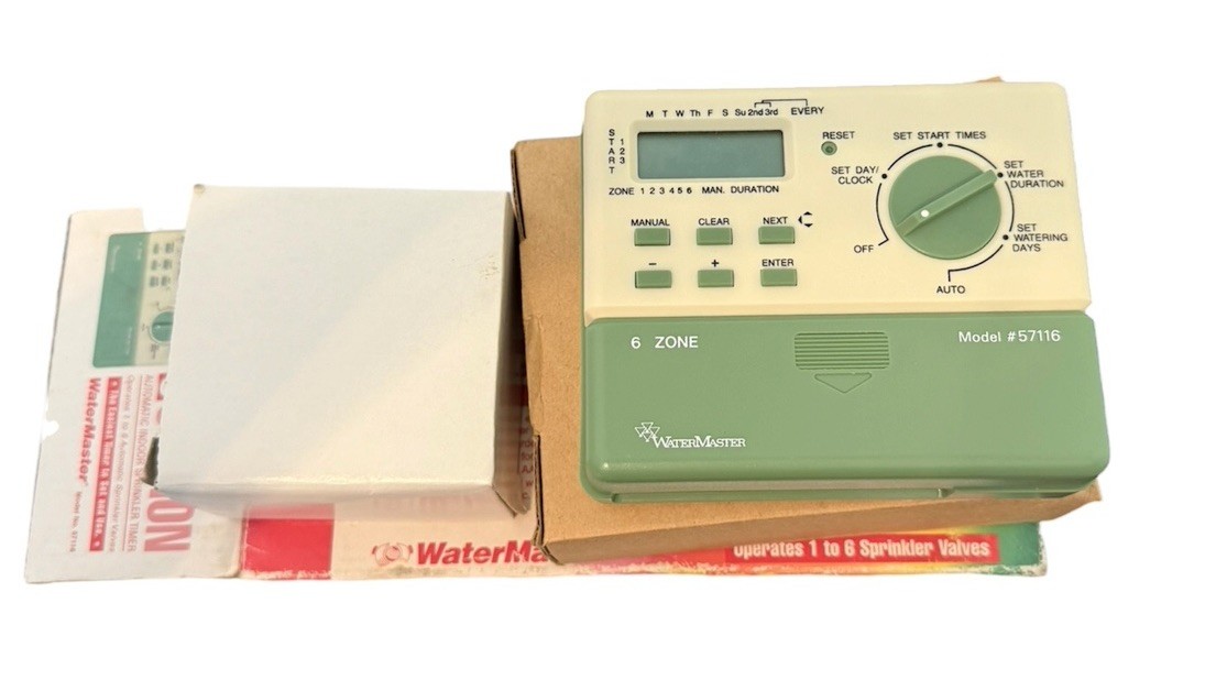 WaterMaster Orbit 6 Station Automatic Indoor Sprinkler Timer Model 57116 NOS