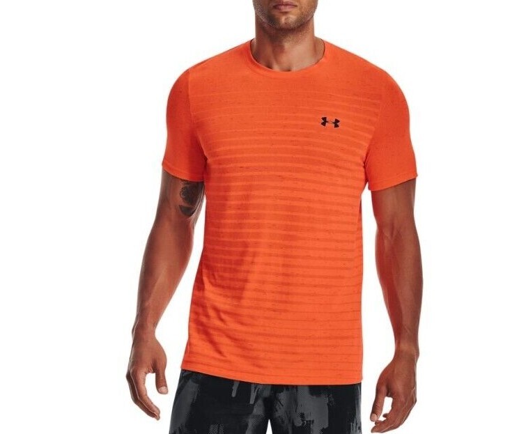 Under Armour 1361133-825 Mens S  blaze orange Seamless Fade Short Sleeve Shirt