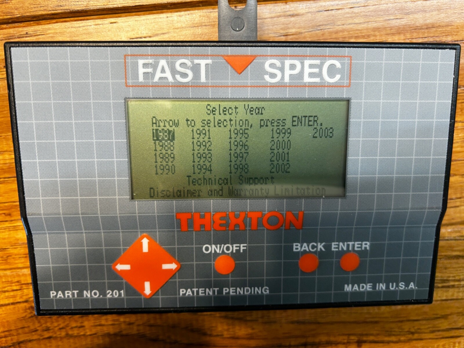 THEXTON FAST-SPEC PART NO 201 VEHICLE INFORMATION SYSTEM WORKS