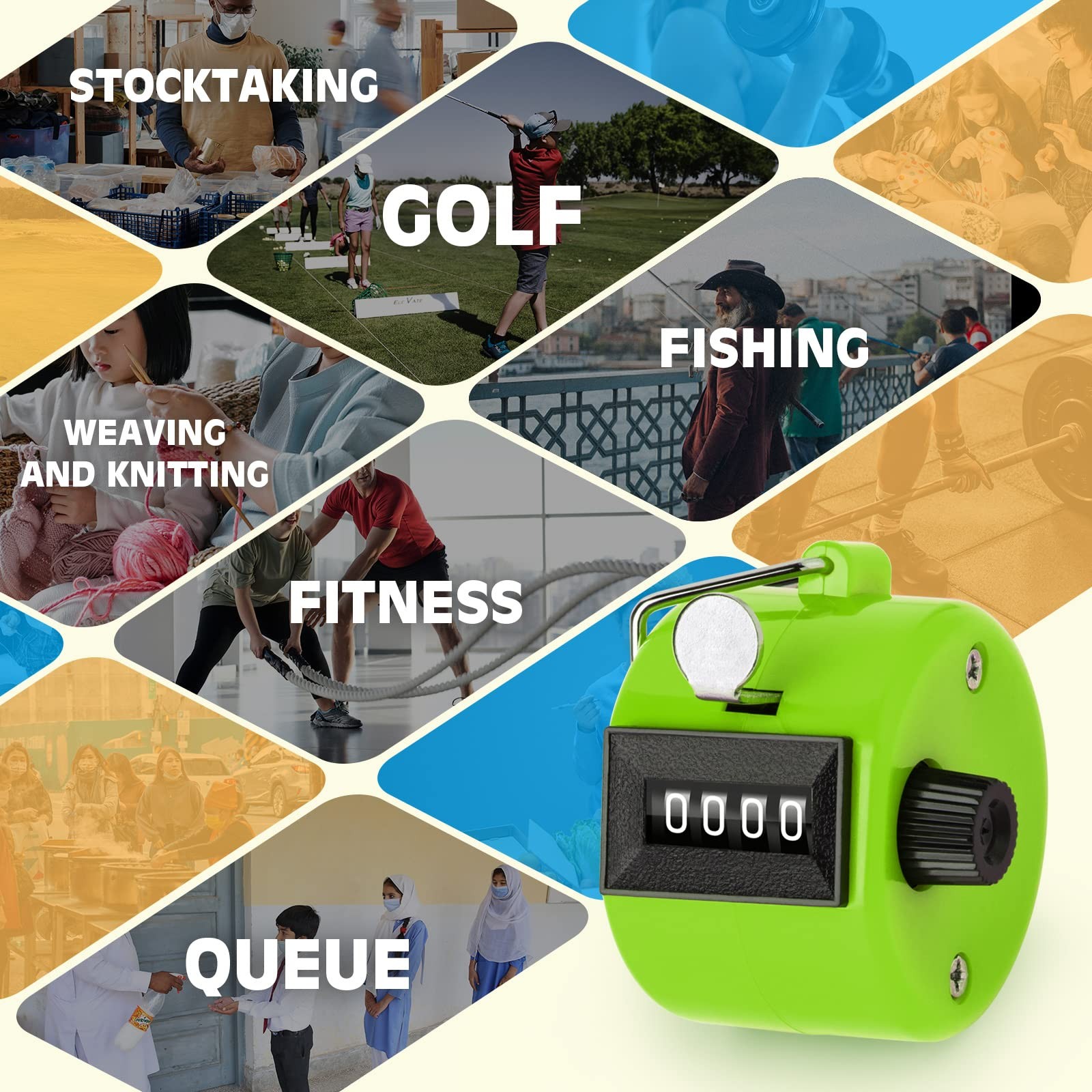 Handheld Tally Clicker Counter for Golf, Scoring, Knitting – 4-Digit ABS
