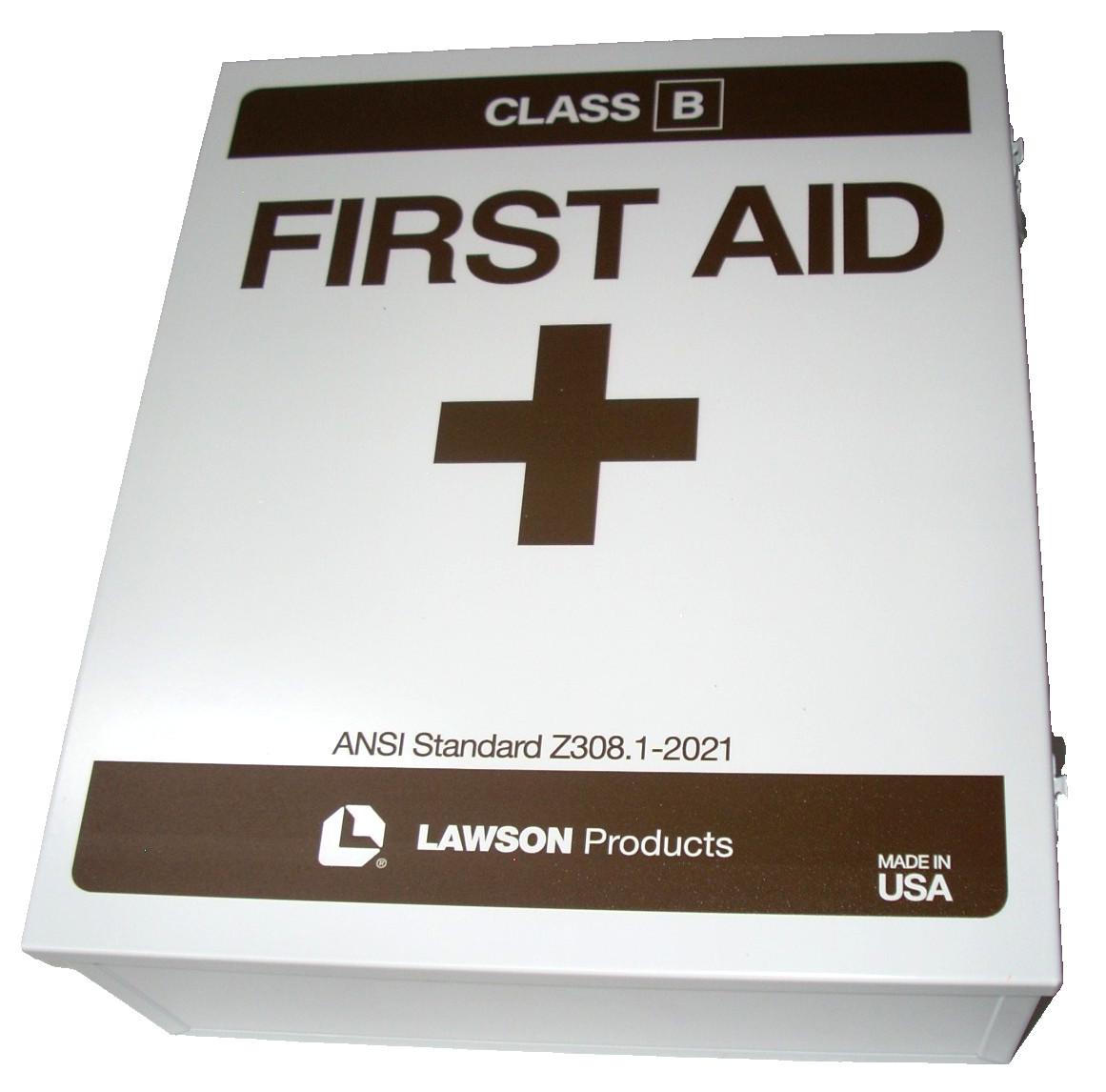 Lawson Products A1C28 First Aid Medical Cabinet, Metal, 3-Shelf Brown Lettering