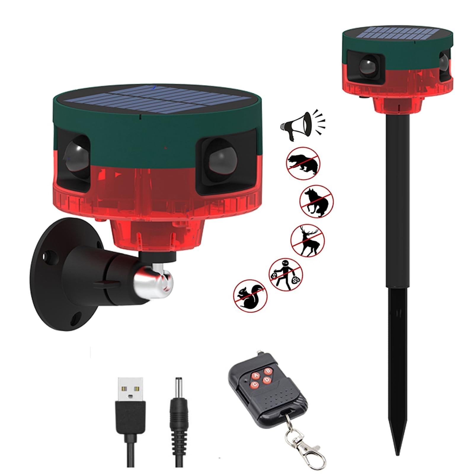 HULPPRE Solar Outdoor Motion Sensor Alarm-Dog Barking&Gunshot Sound,130db Loud N