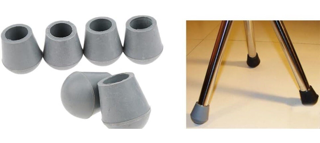 6 Pieces of Folding Rubber Tip for Triangular Stool Crutches 7/8" - Gray