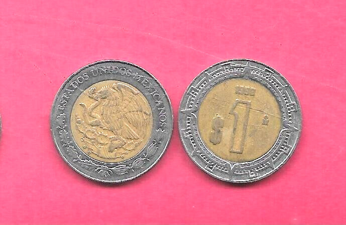 MEXICO MEXICAN KM603 1996  VF VERY FINE NICE MODERN BI-METAL USED PESO COIN