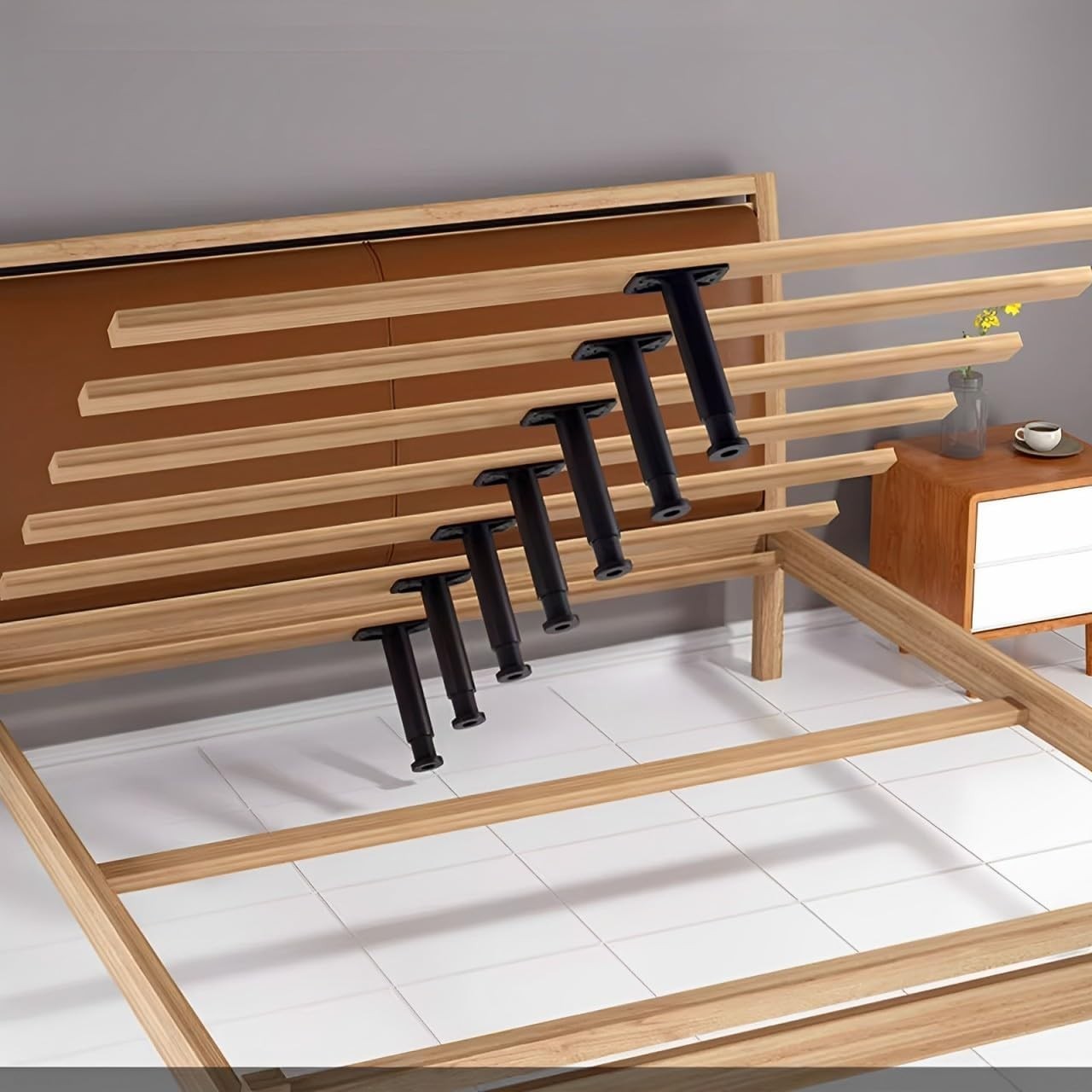 4PCS Adjustable Bed Frame Support Legs Heavy Duty Furniture Slat Center Support