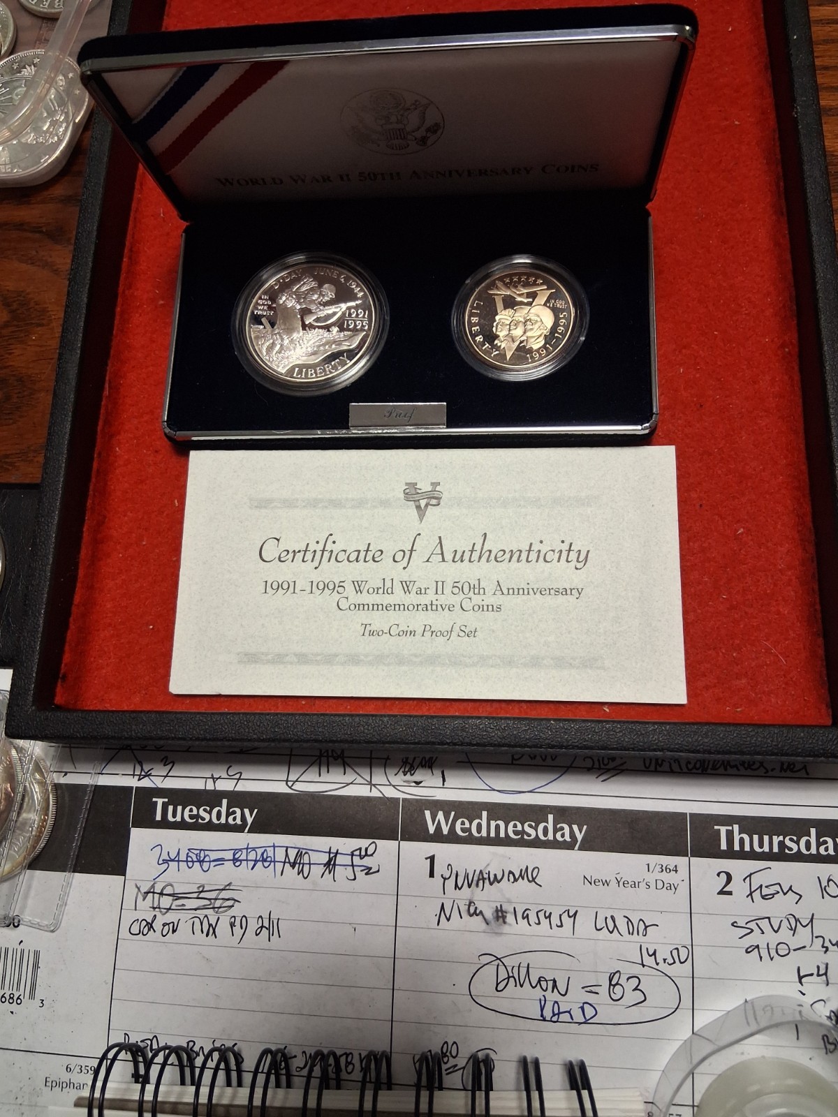 1991-95 US MINT,WW II ,Comm. 2 Coins PROOF Set,OGP