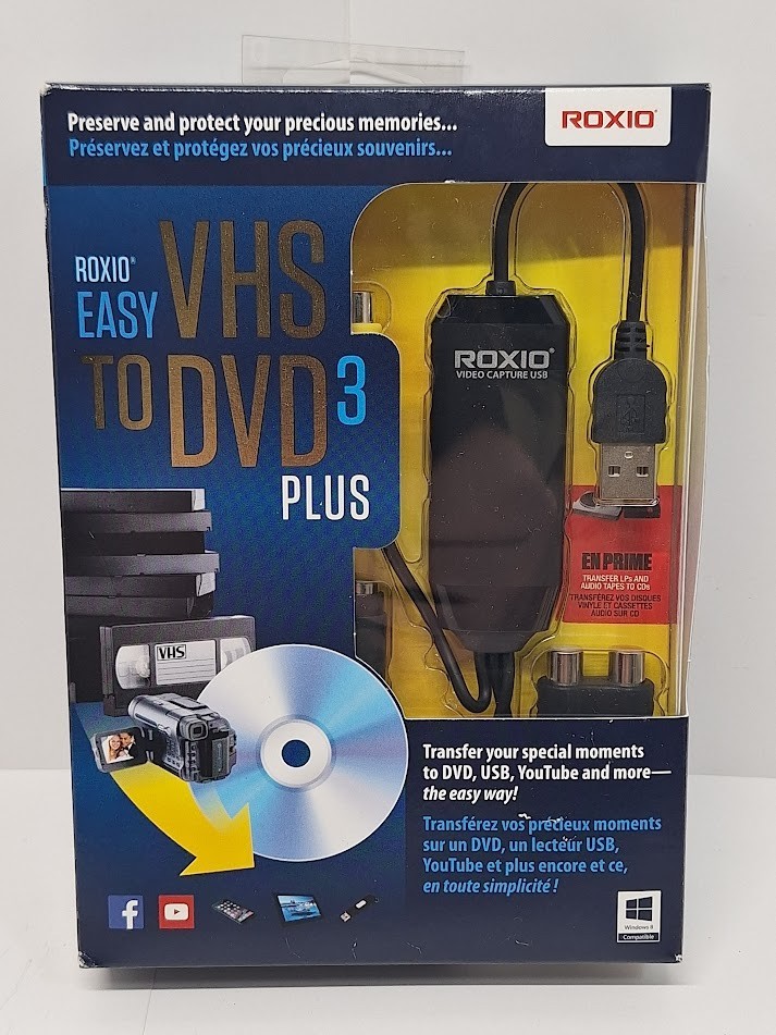 Roxio Easy VHS To DVD 3 Plus Convertor VHS Video Hi8 & Video8 Movies To DVD