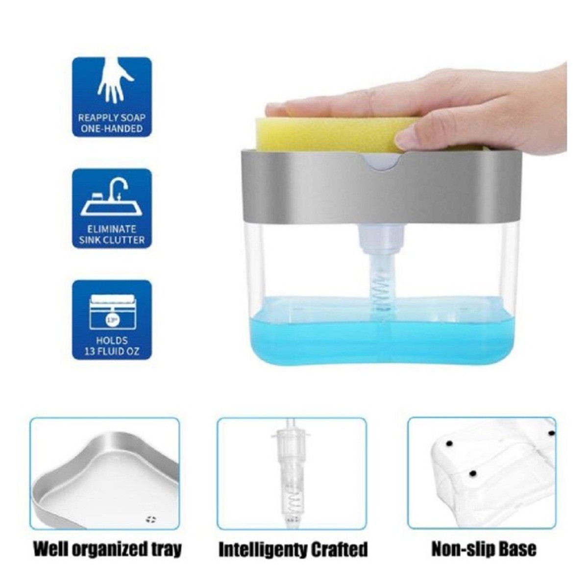 2 In1 Soap Pump Dispenser Home Kitchen Durable Multipurpose