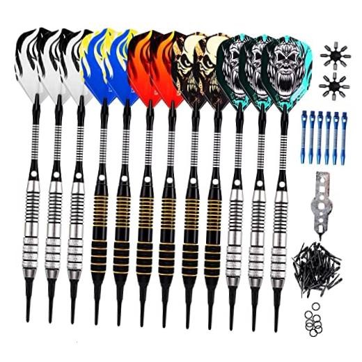 Soft Tip Darts Set, 16grams, 12 Pack Steel/Brass Barrel, Steel barrel Pack