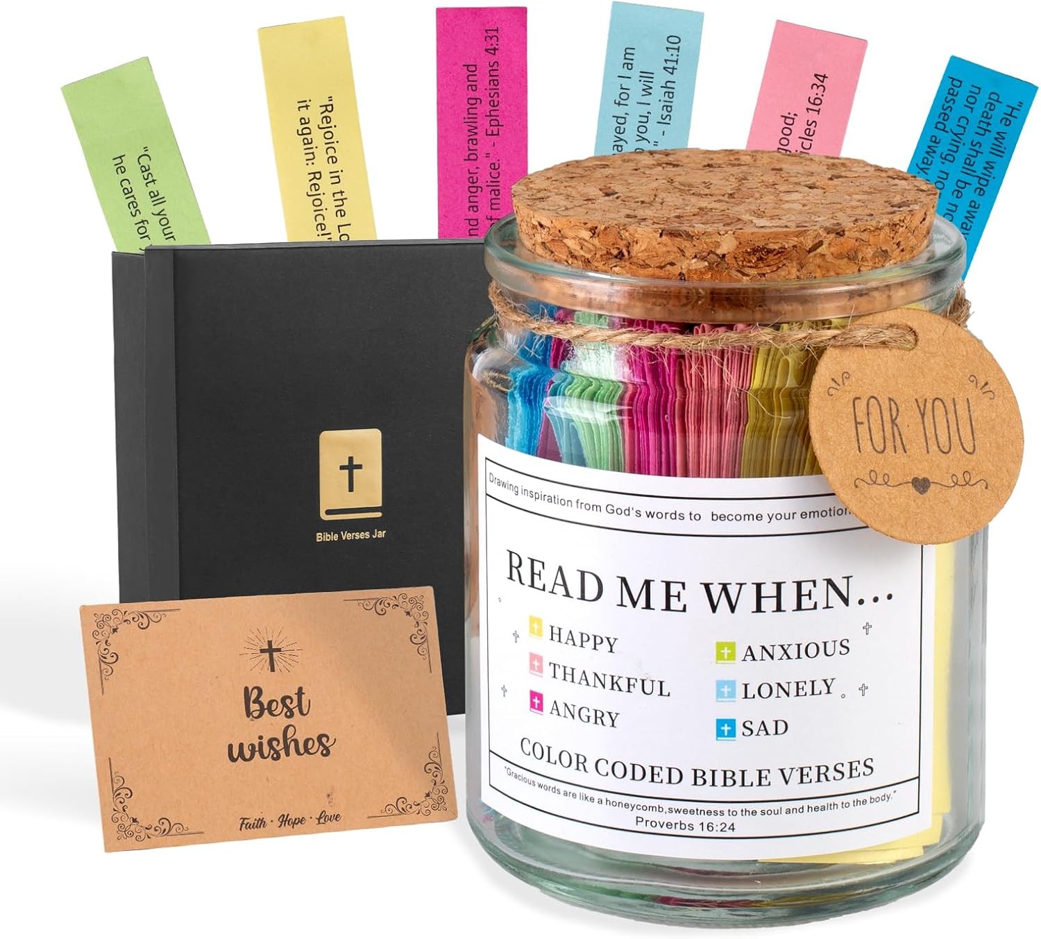 Christian Birthday Gifts for Women, Bible Verse Jar – 12.7 Ounces, Colorful