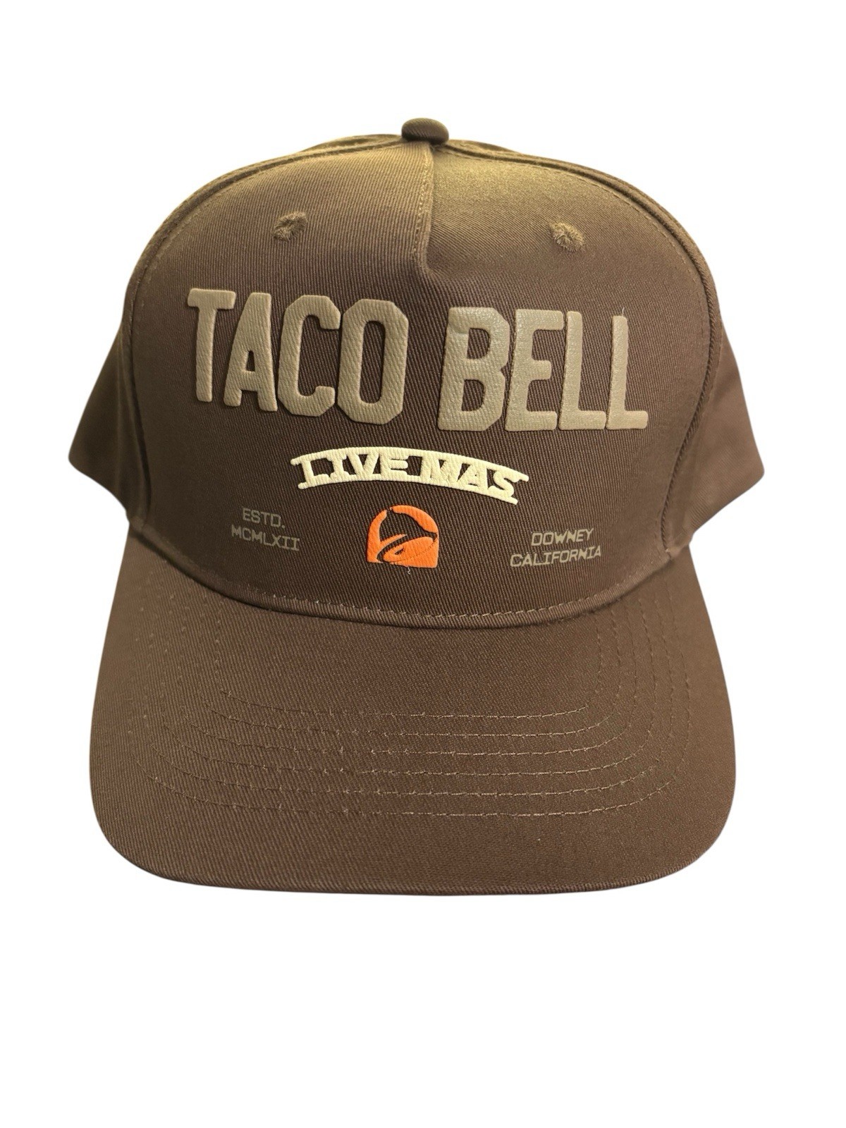 Taco Bell Live Mas Employee Bell Collective Brown Snapback Hat Downey CA