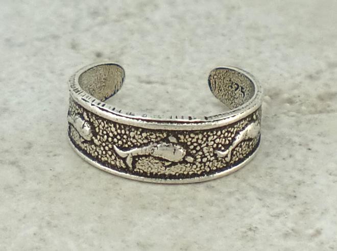 STERLING SILVER DOLPHINS ADJUSTABLE TOE RING PORPOISE  style# tr52