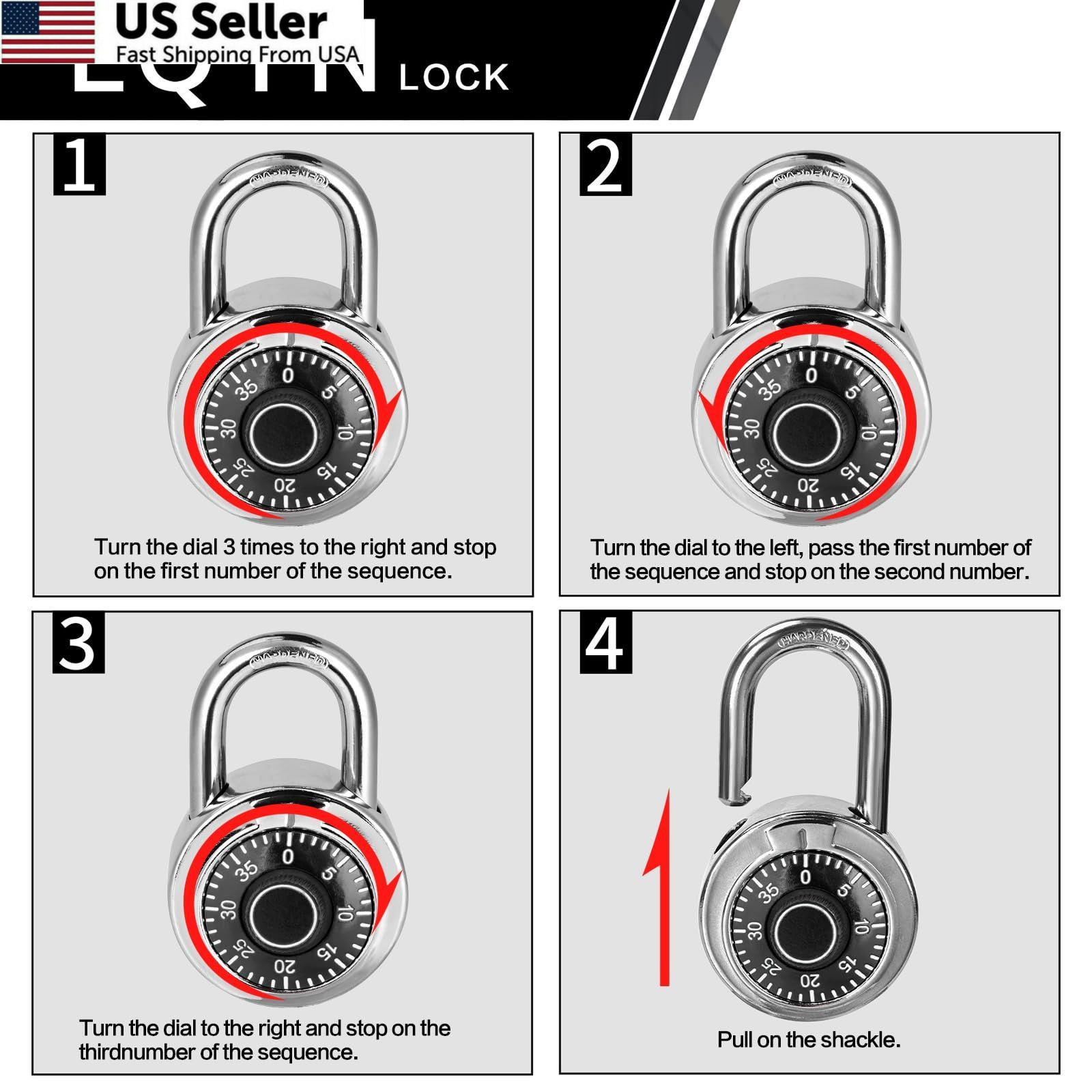 Combination Lock, LQYN Standard Dial 50 mm, 12 Pack Black