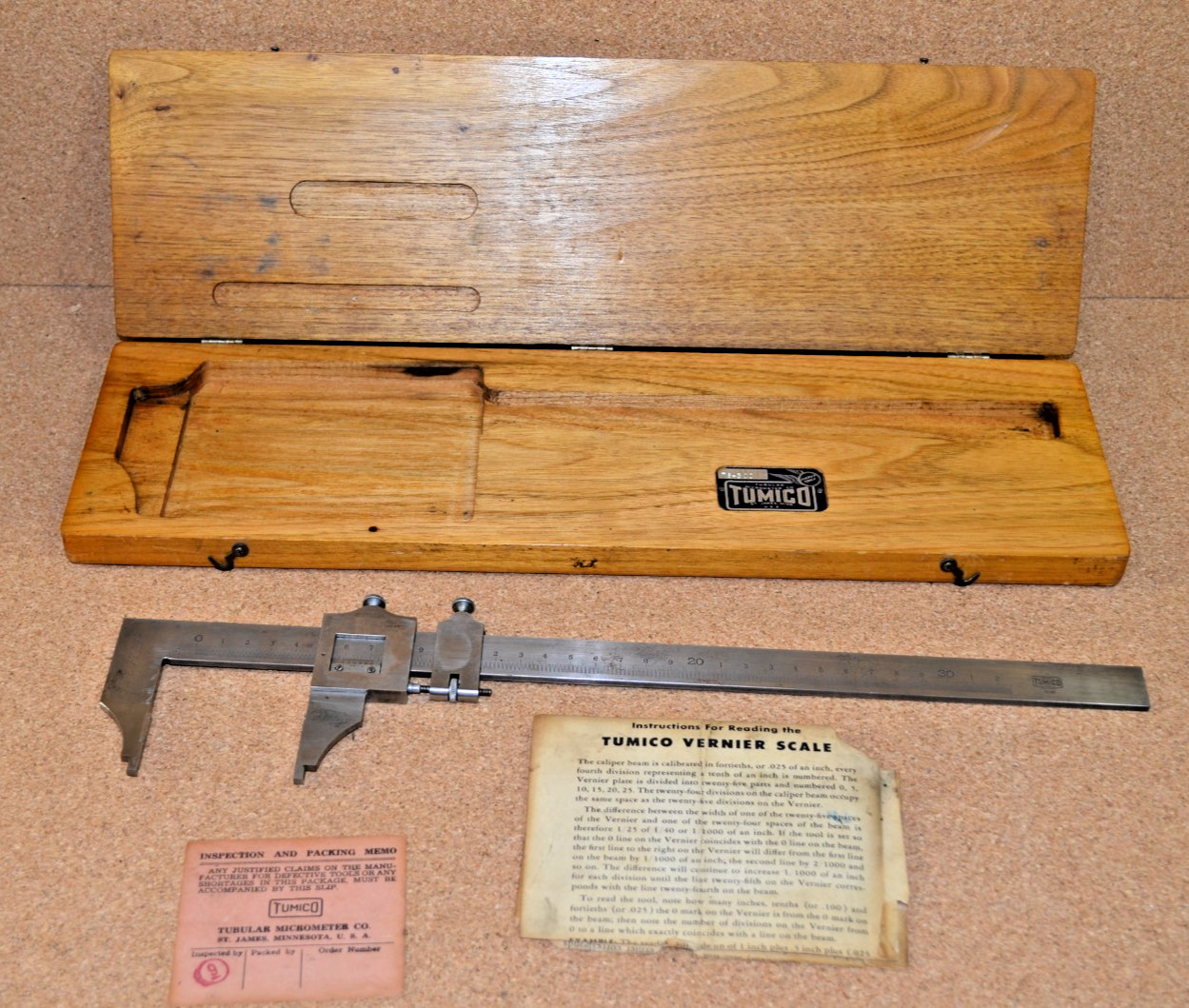 Tumico Tubular Micrometer Co 78-12-300 12” Vernier Caliper Machinist Tool