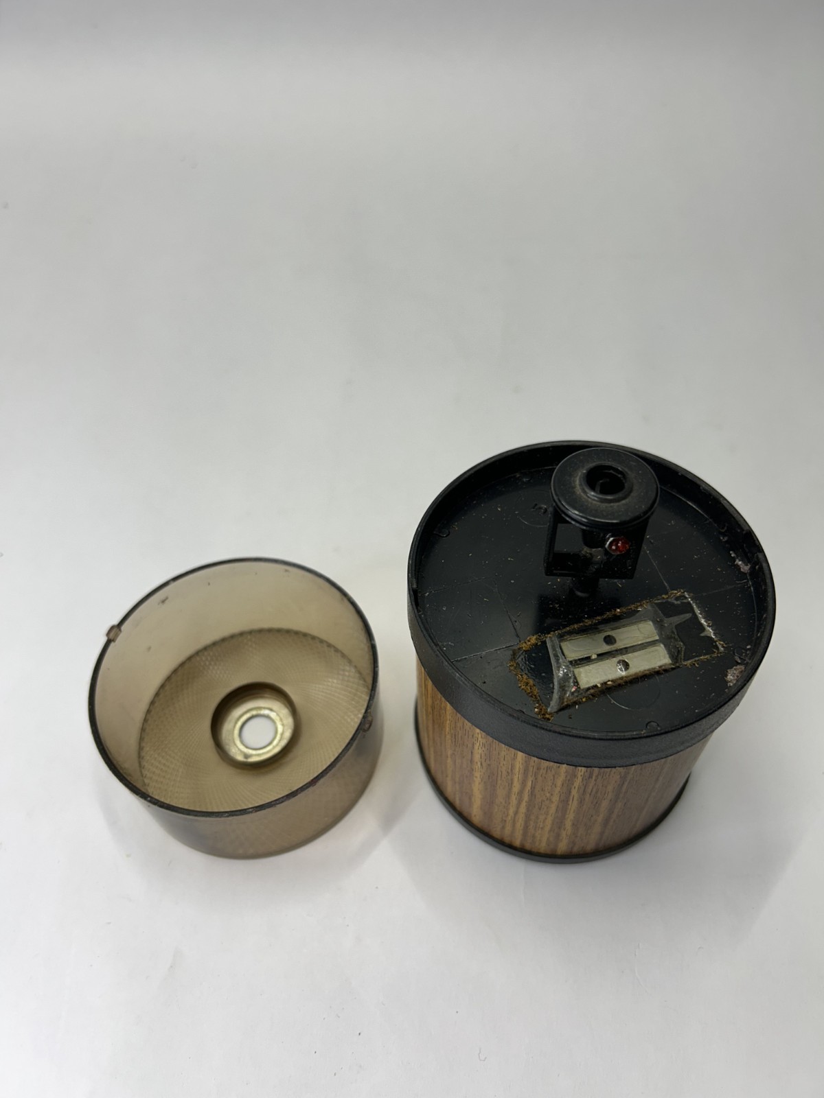 Vintage 1970s MCM Pencil Sharpener Woodgrain - untested