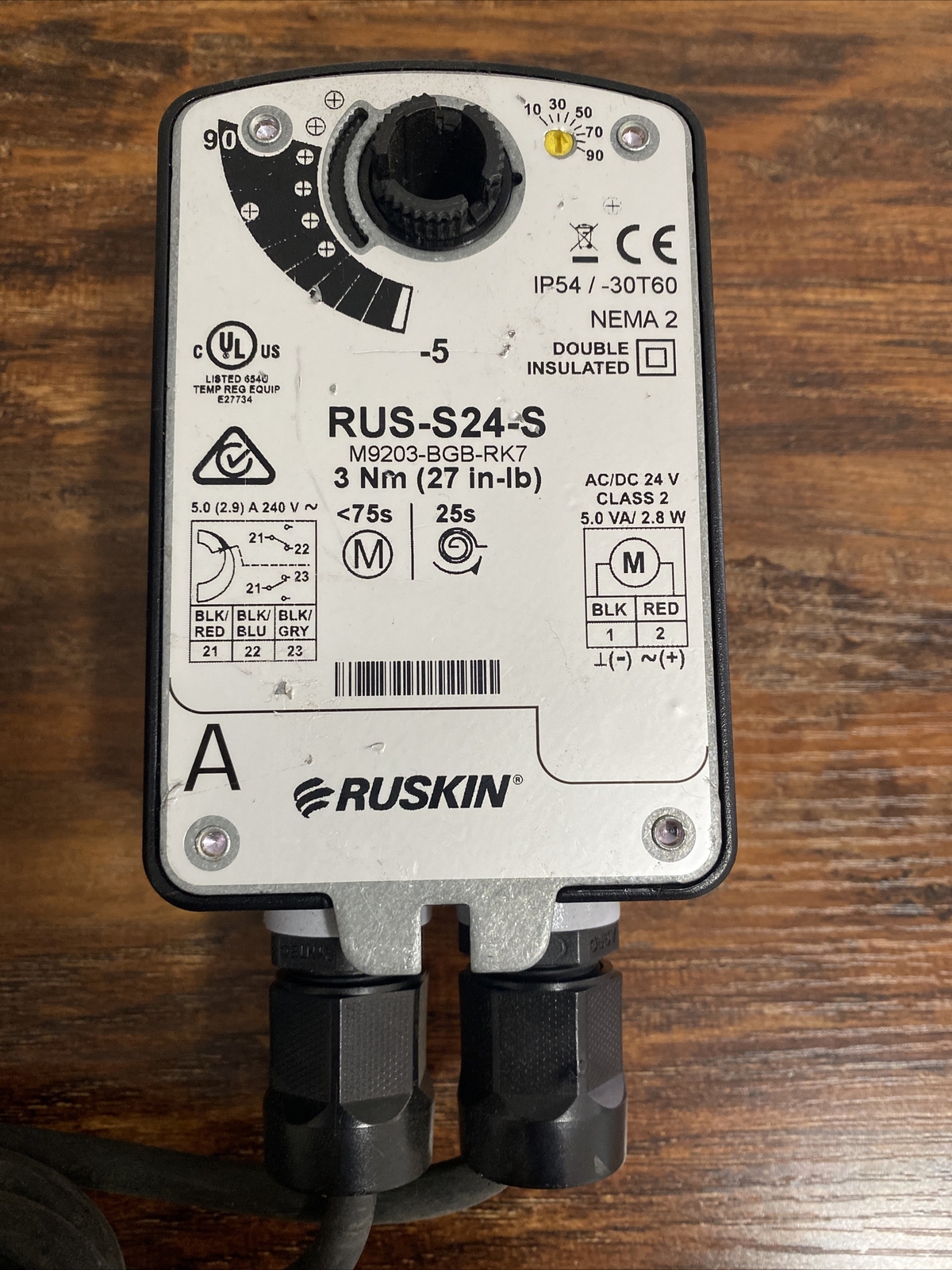 Ruskin Modulating Actuator RUS-S24-S M9203-BGB-RK7 24V AC/DC 240VAC