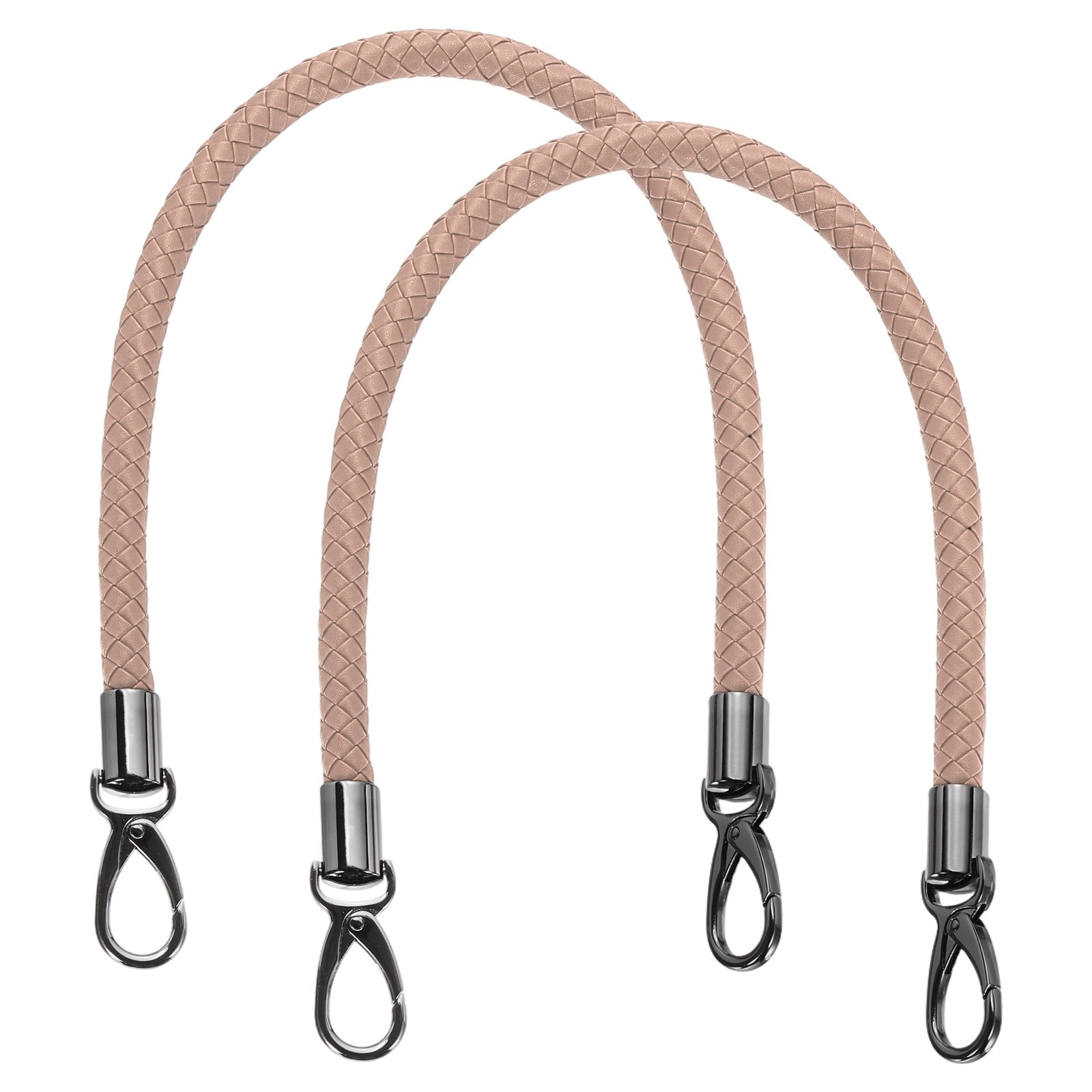 2Pcs 55cm 21.7" Braided Purse Strap PU Leather Pink (Black Buckle)