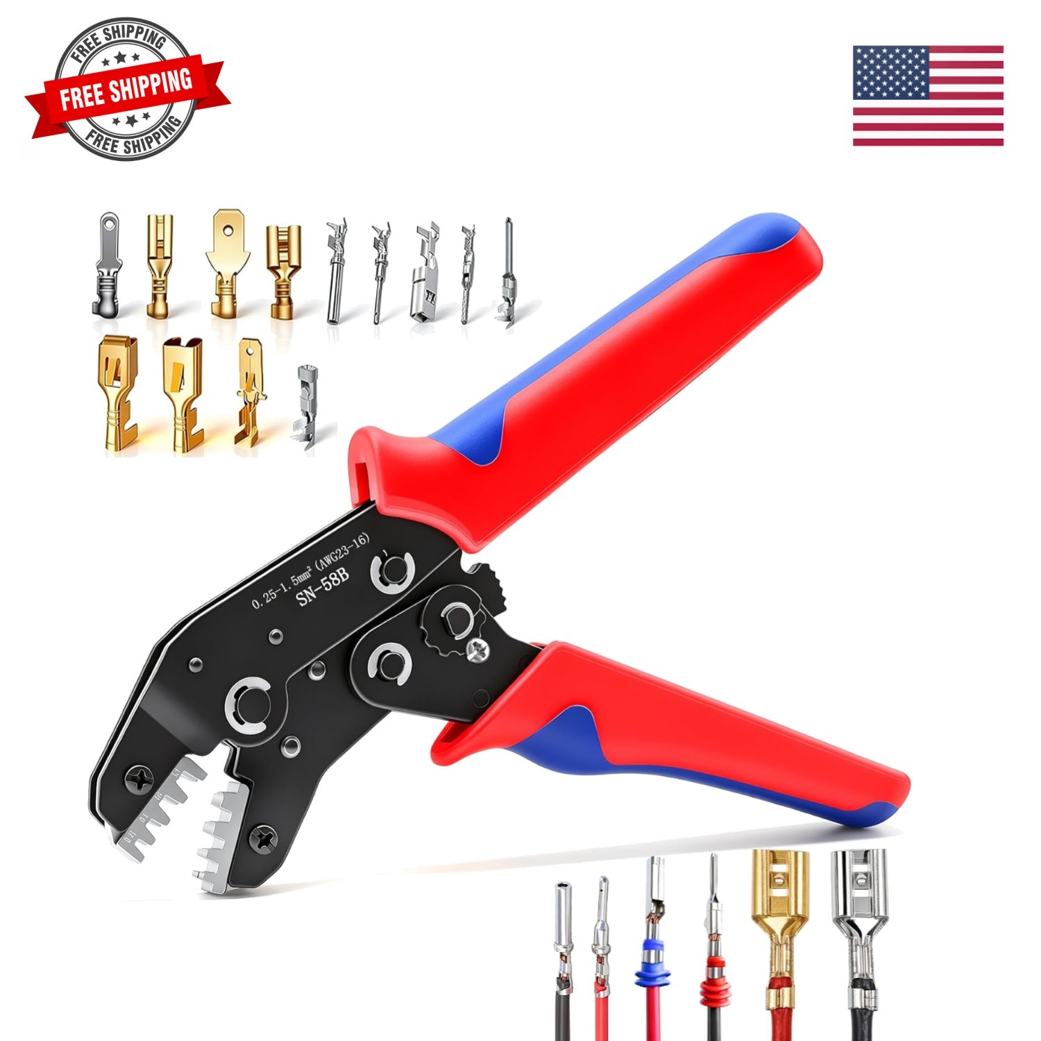 Crimping Tool with Ratchet 24-16 AWG Wire Crimping Pliers,Ratchet Wire Crimpe...