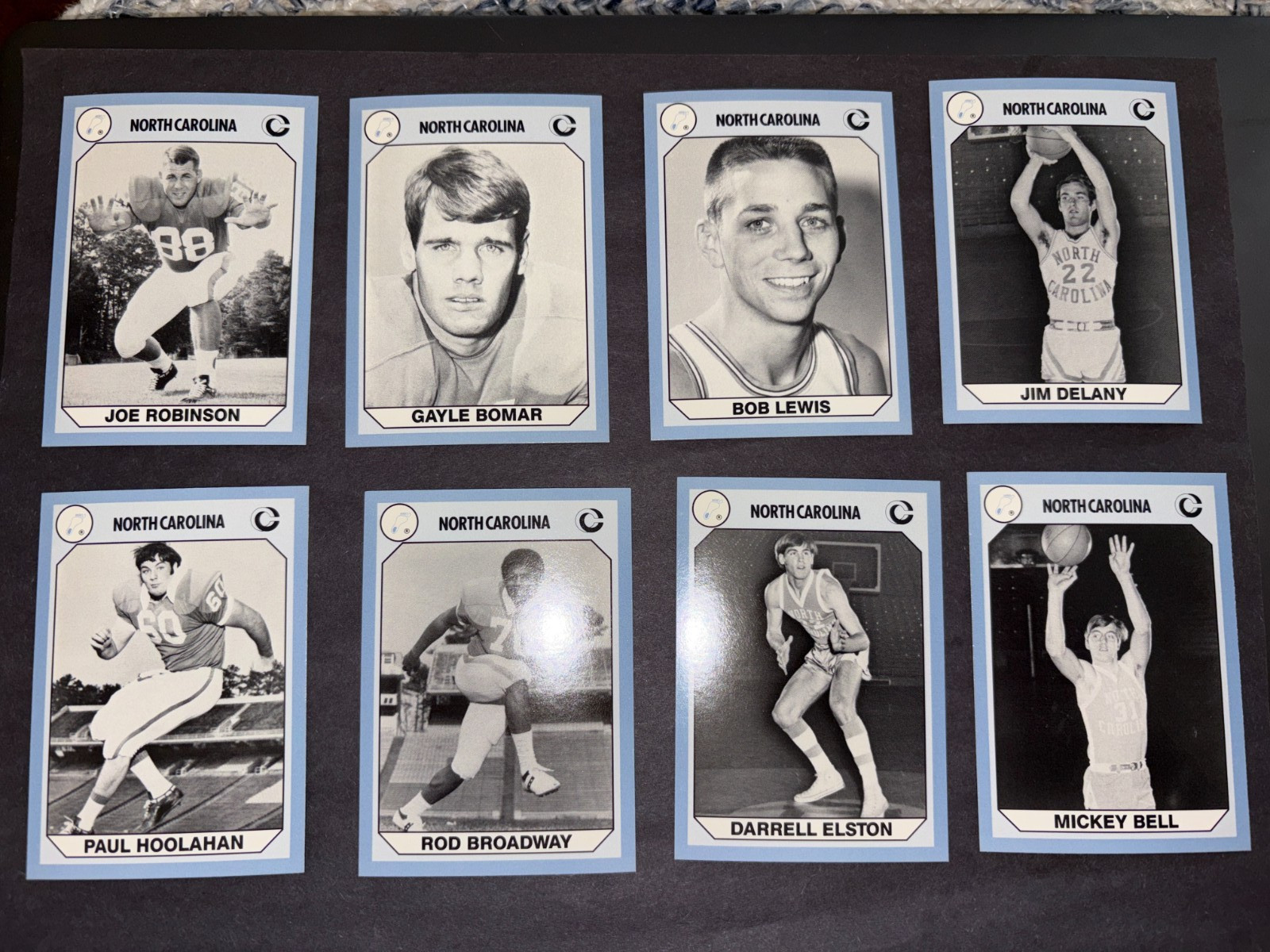 1990 COLLEGIATE COLLECTION NORTH CAROLINA TAR HEELS FOOTBALL & BASKETBALL CARDS