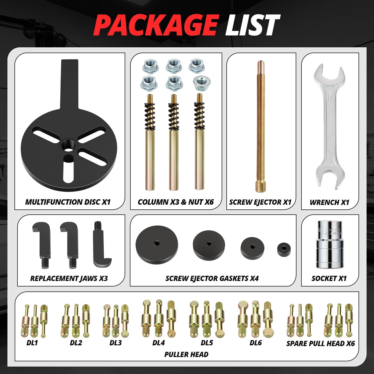 36 in1 Bearing Disassembly Puller Inner Hole Removal Tool Three-jaw Puller Set