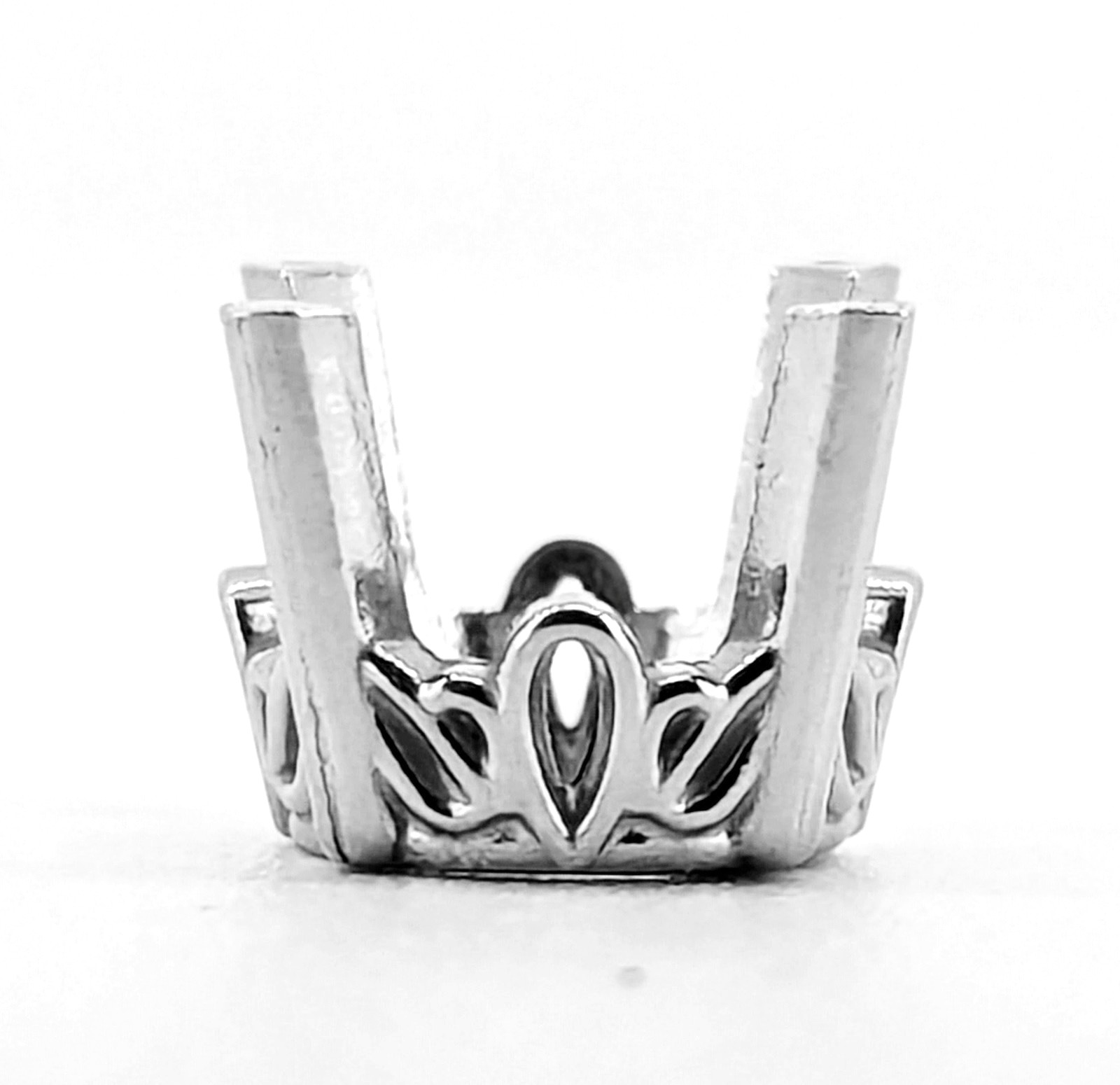 7mm 14K White Gold Round Basket Scroll Setting Mounting 4 Prong