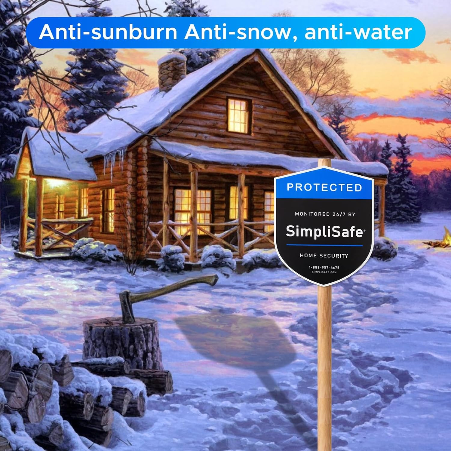 3PCS Yard Sign Compatible for Simplisafe Home Security System,And 3PCS Door/Wind