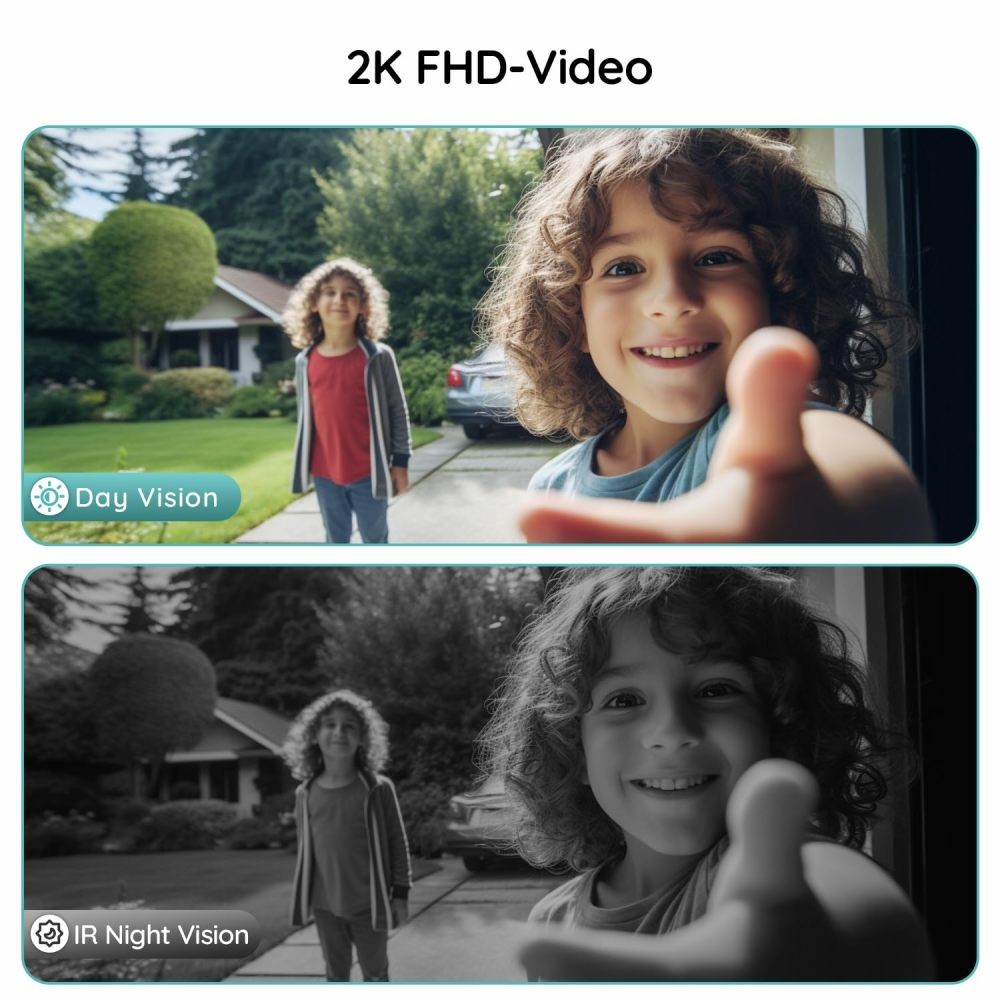2.4 GHz wifi Video Doorbell Camera Wireless–No Subscription Required, 166° View