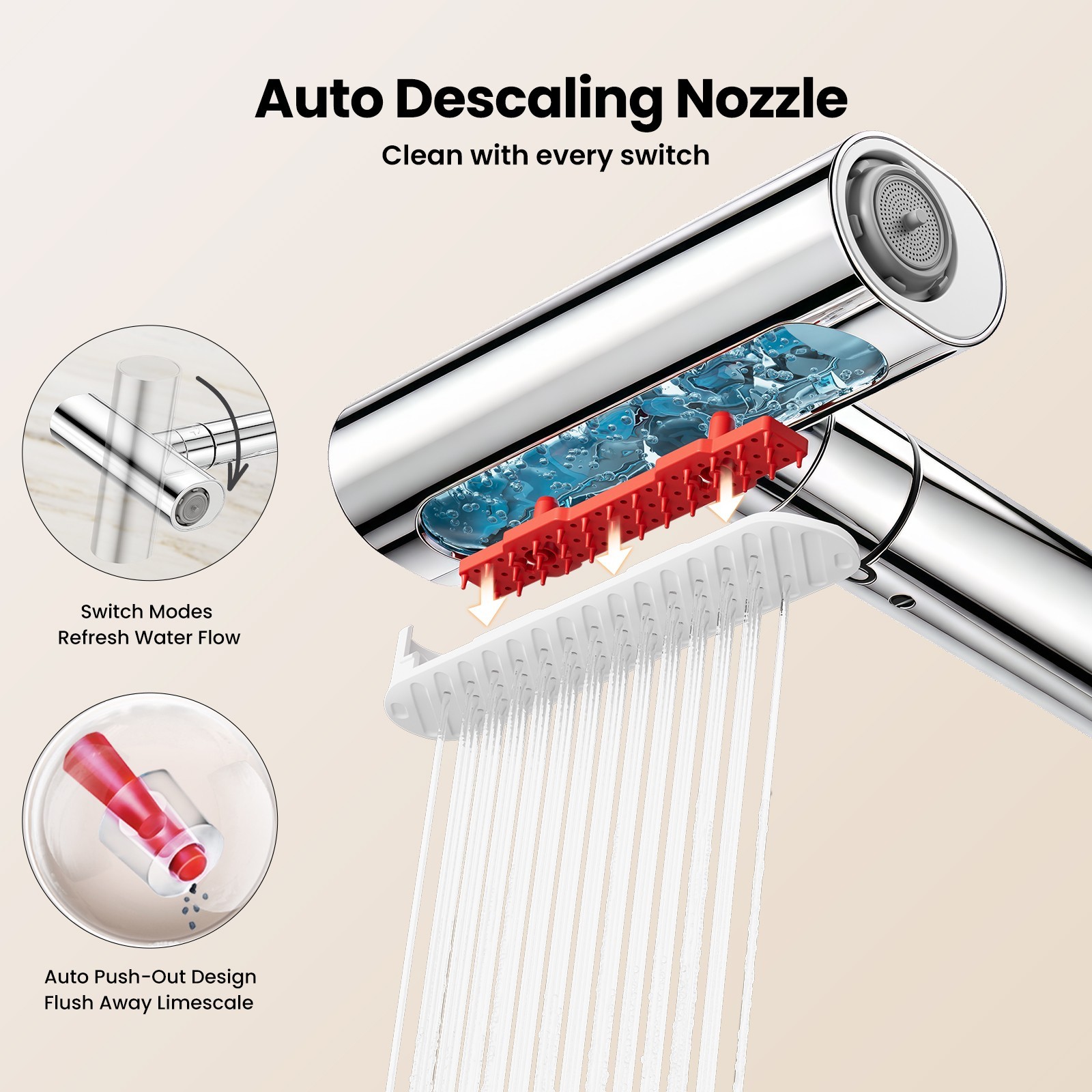 Waterfall Kitchen Faucet Pull Down Sprayer 3 Function Chrome Sink Faucet