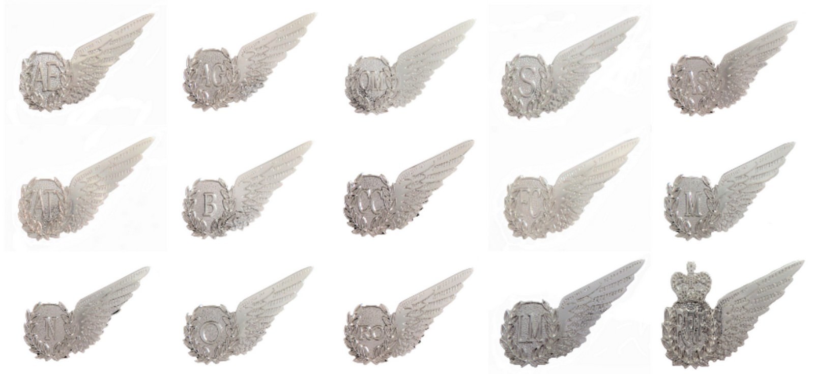 Royal Air Force RAF MOD Aircrew Single Wing Nickel Pin Badge / Brevets 16 In All