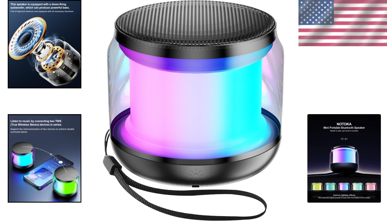 Vibrant Mini Bluetooth Speakers with 6-Hour Battery & Wireless TWS Connection