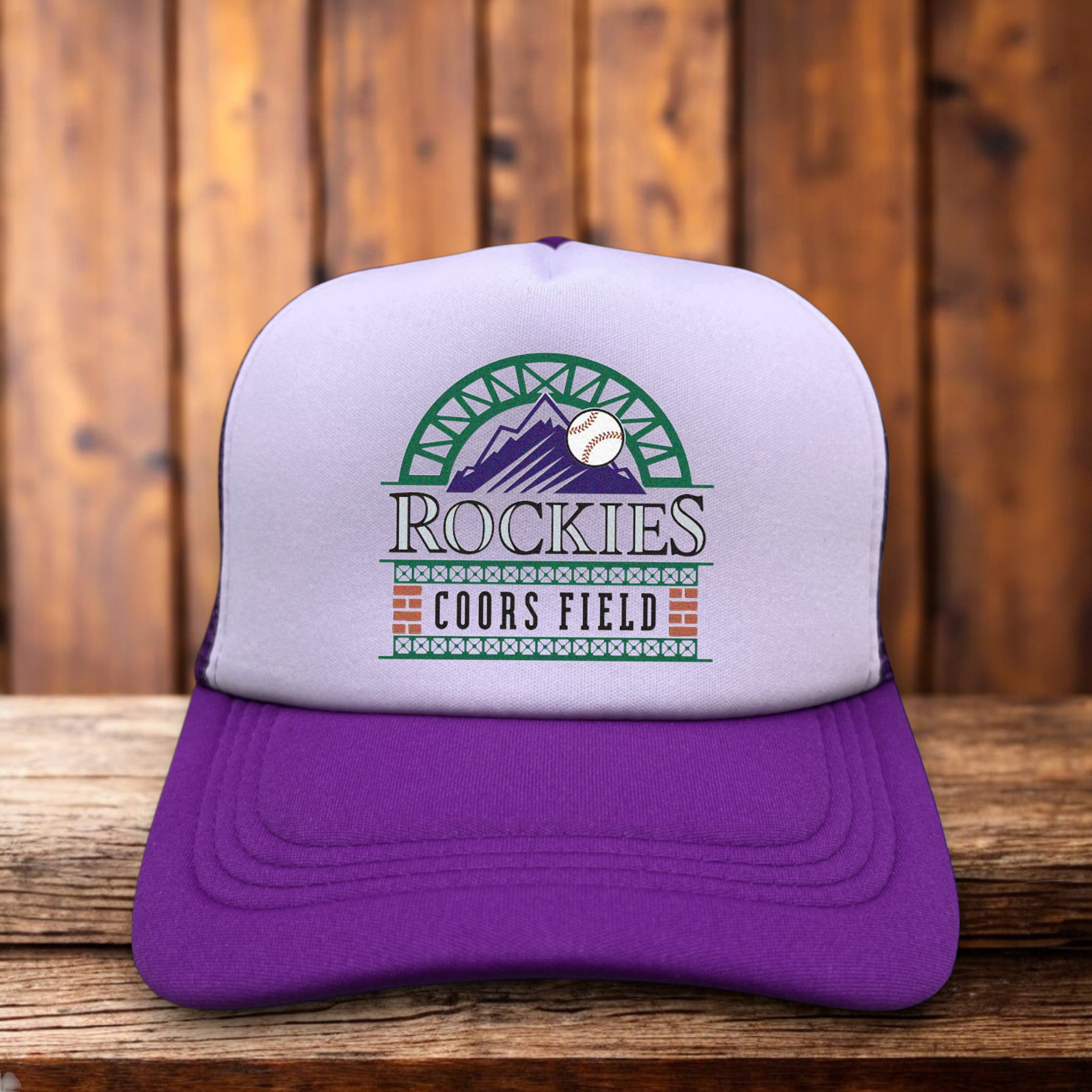 Coors Field Colorado Rockies Mens Trucker Hat Purple Snapback Retro Baseball Cap