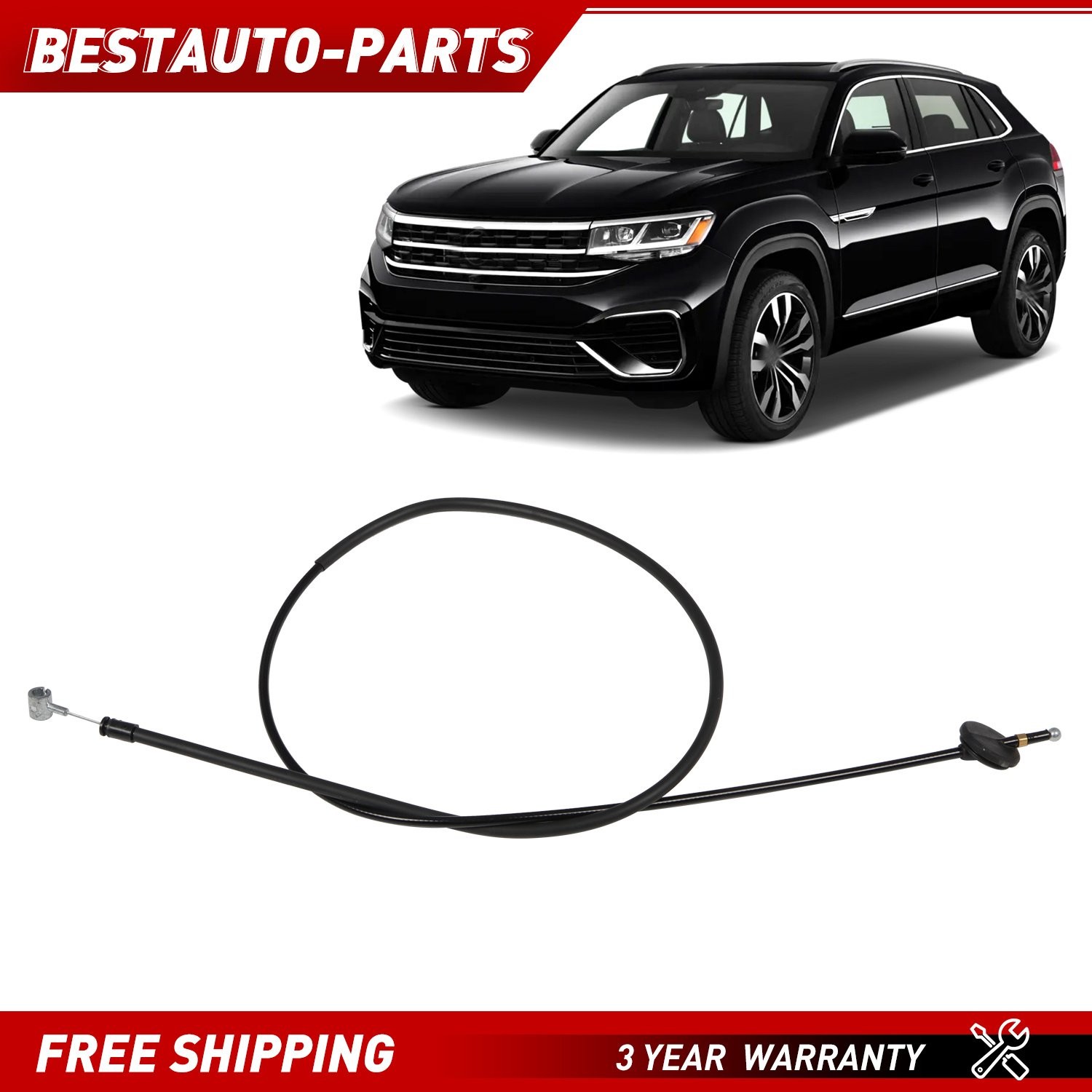 FOR 2020-2023 VOLKSWAGEN ATLAS HOOD RELEASE CABLE 3CM-823-535 NEW 2021 2022
