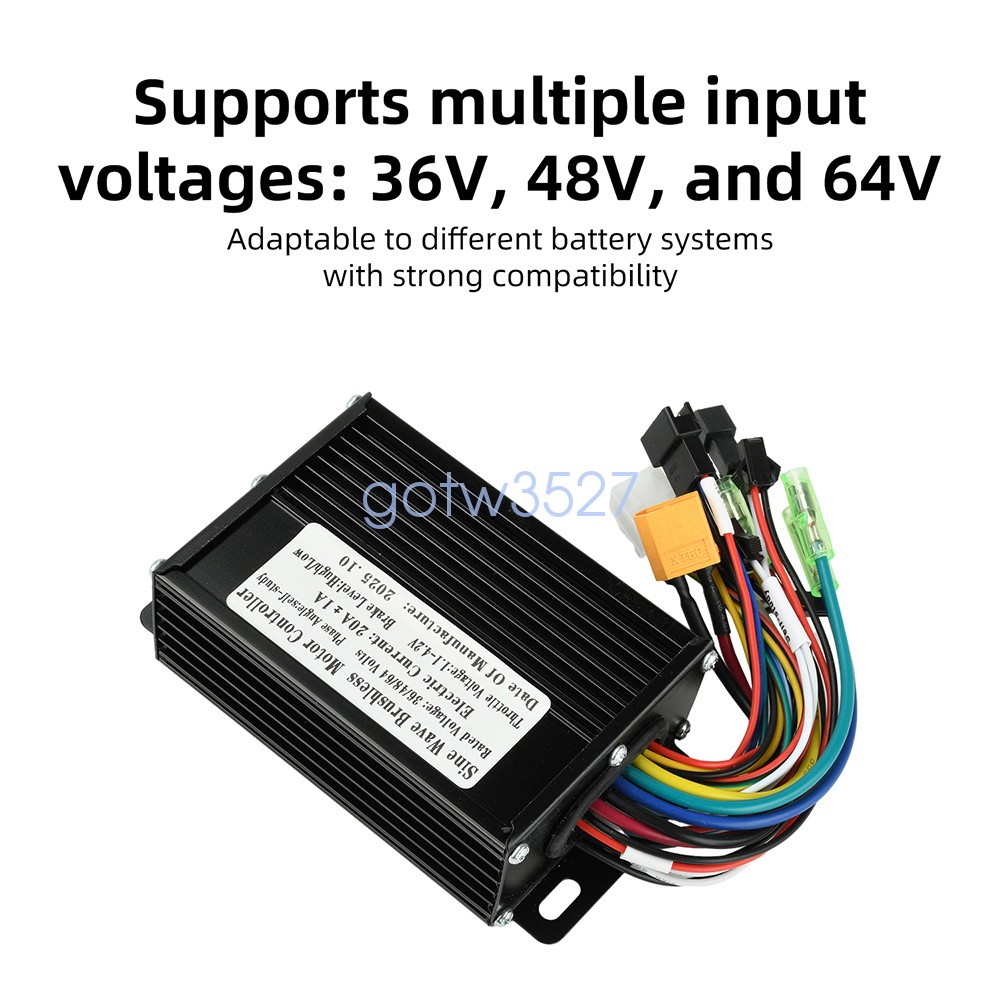 36V 48V 64V 30A Sine Wave Brushless Motor Controller 750-1500W Three-Mode Driver
