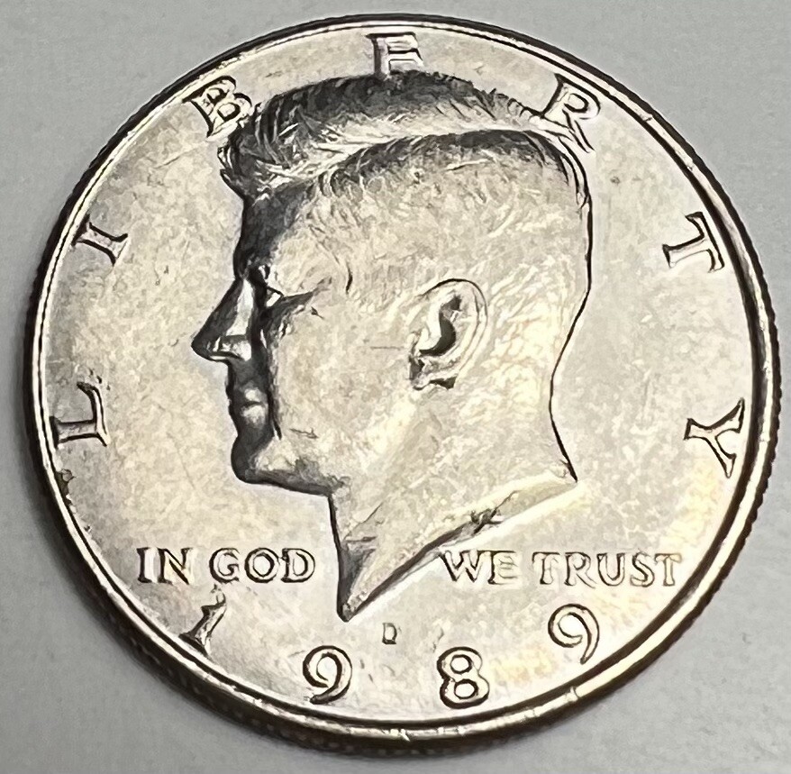 1989 D John Kennedy Half Dollar Coin 50 Cents 50c  - Denver  - Good circulated