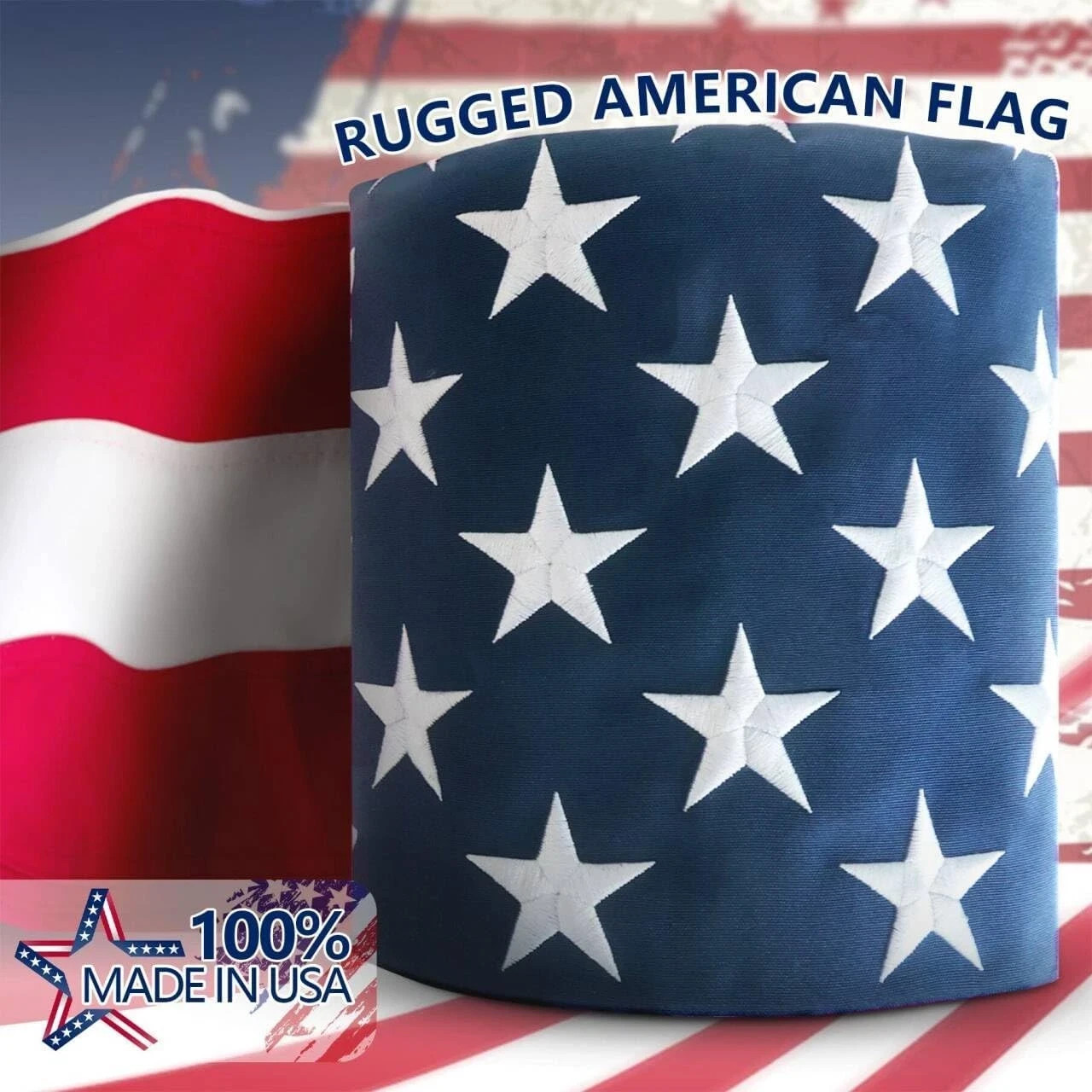 American Flag Heavy Duty 3x5 ft, 100% Made IN USA Sewn Stripes Embroidered Stars